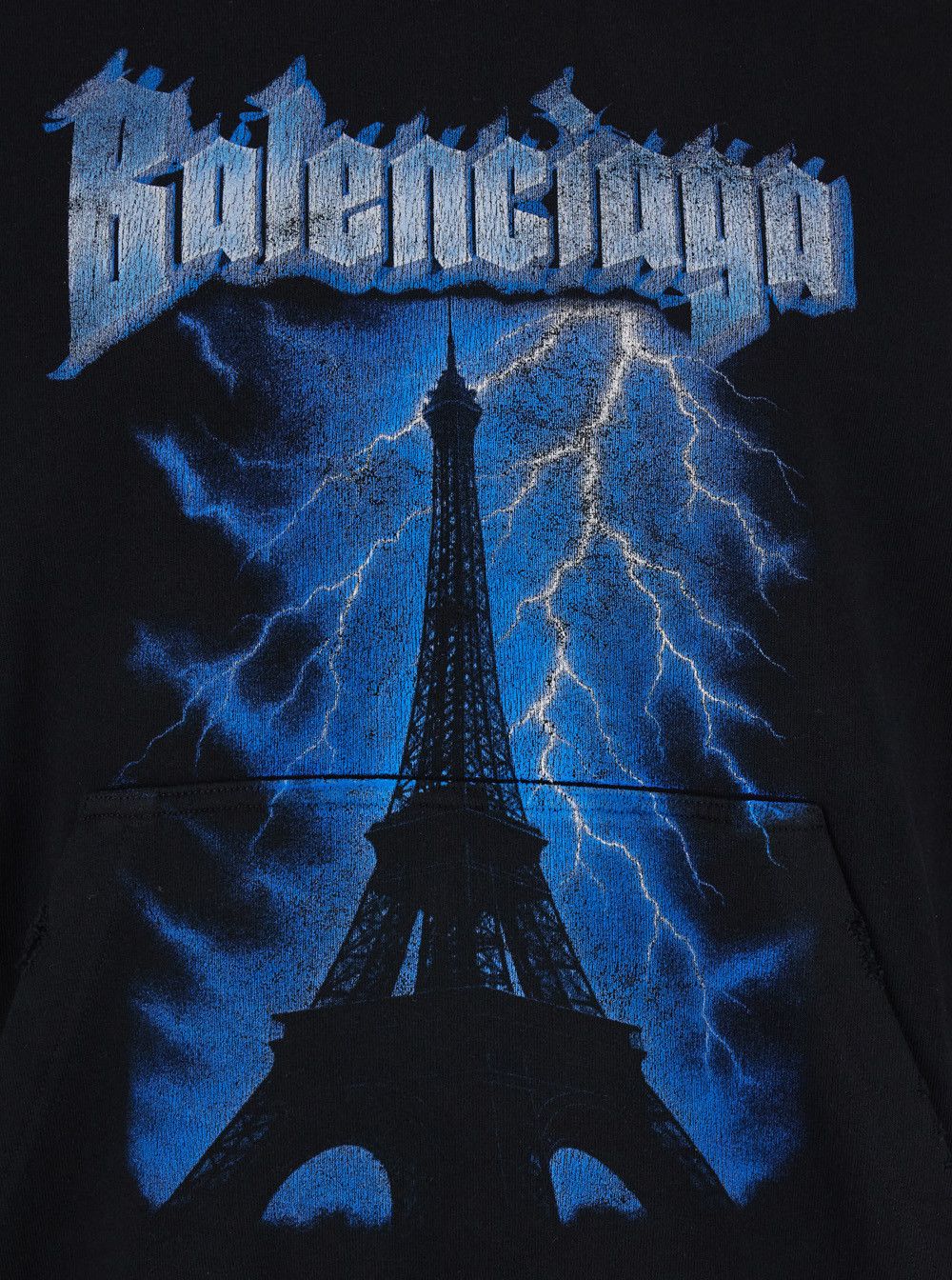 Balenciaga Black Hoodie with Fixed Hood and Maxi Logo Print on the Front in Cotton for Men Size US S / EU 44-46 / 1 - 3 Thumbnail