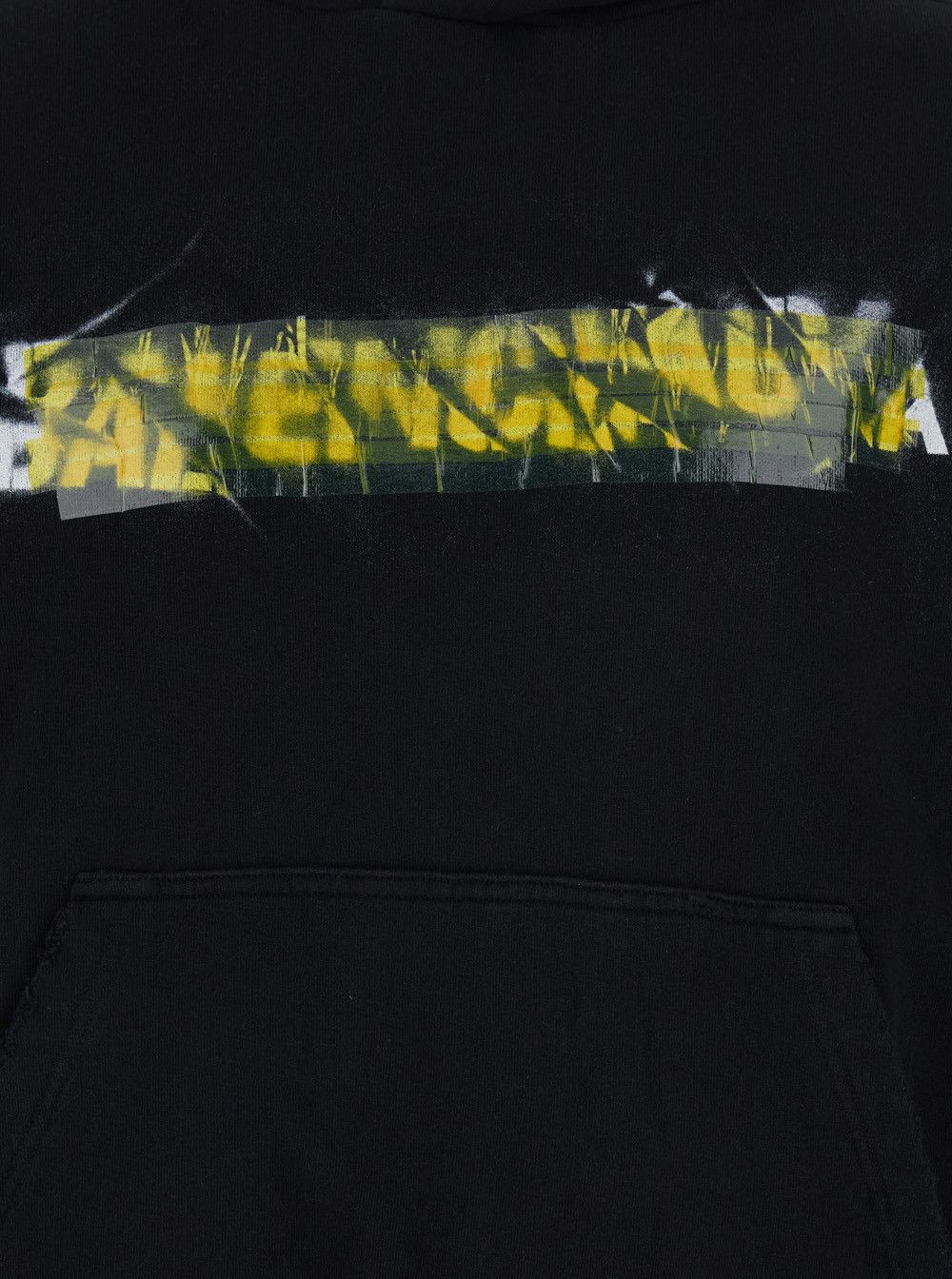 Balenciaga Black 'Messy Spray' Hoodie with Fixed Hood in Cotton Men Size US S / EU 44-46 / 1 - 3 Thumbnail
