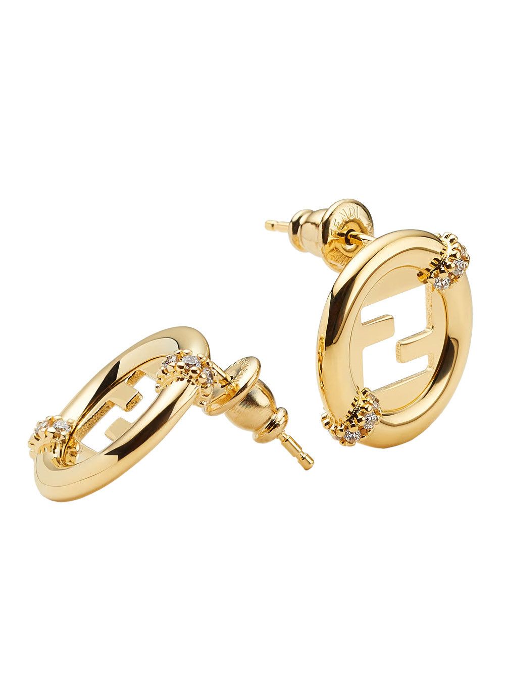 Fendi ‘Ever Round’ Gold Colored Earrings with FF Design and Back Closure in Brass for Women Size ONE SIZE - 2 Thumbnail