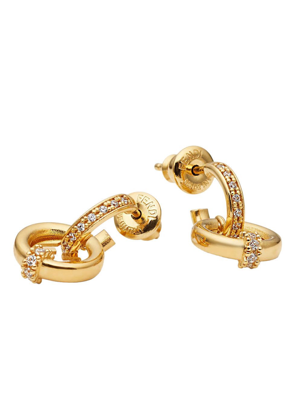 Fendi Ever Round Earrings with Gold Color Brass Crystal Decoration for Women Size ONE SIZE - 2 Thumbnail