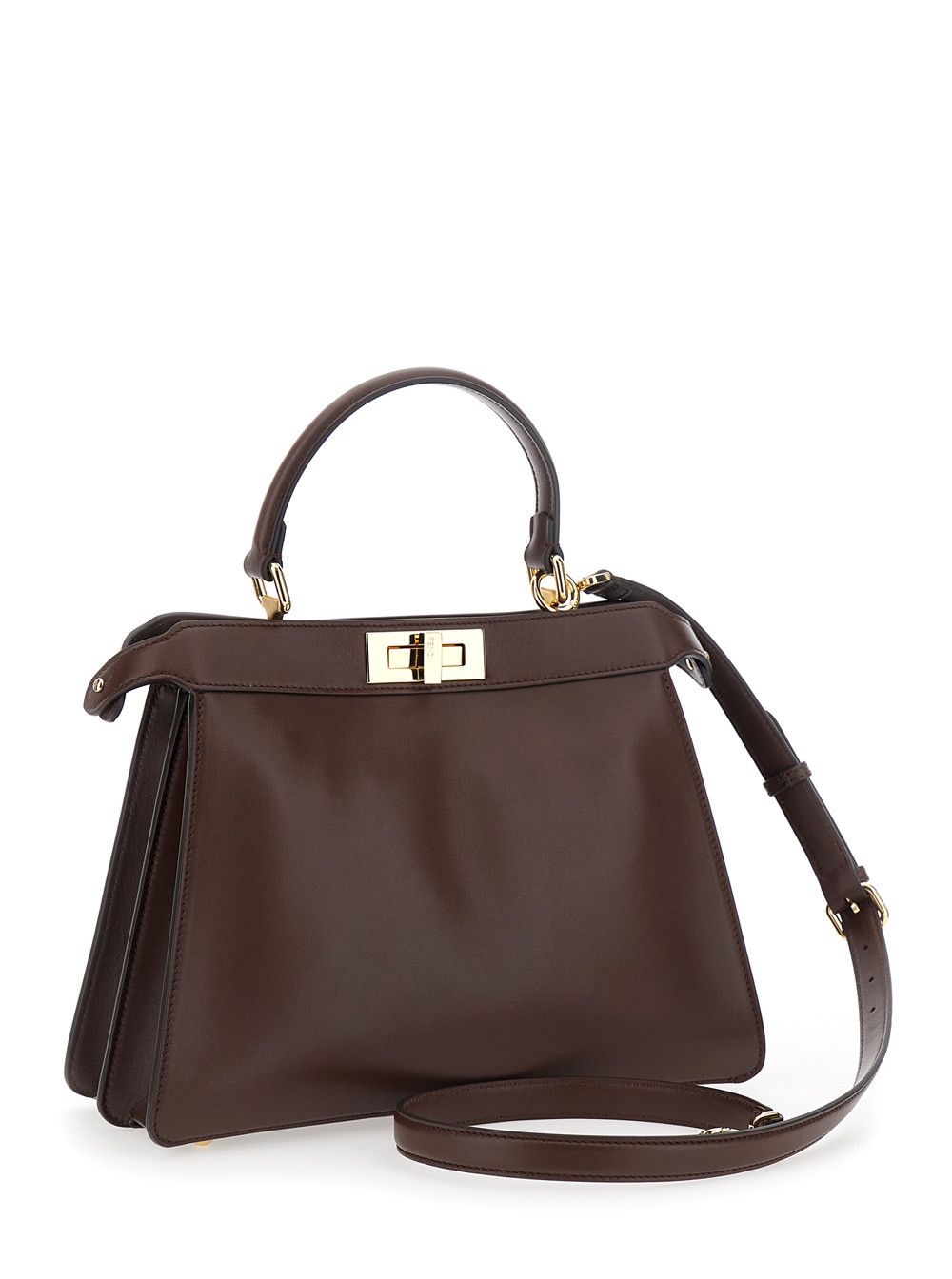 Fendi 'Peekaboo I See You' Brown Handbag with Claw Closure and Sequins Embroidery Inside in Leather Woman Size ONE SIZE - 3 Thumbnail