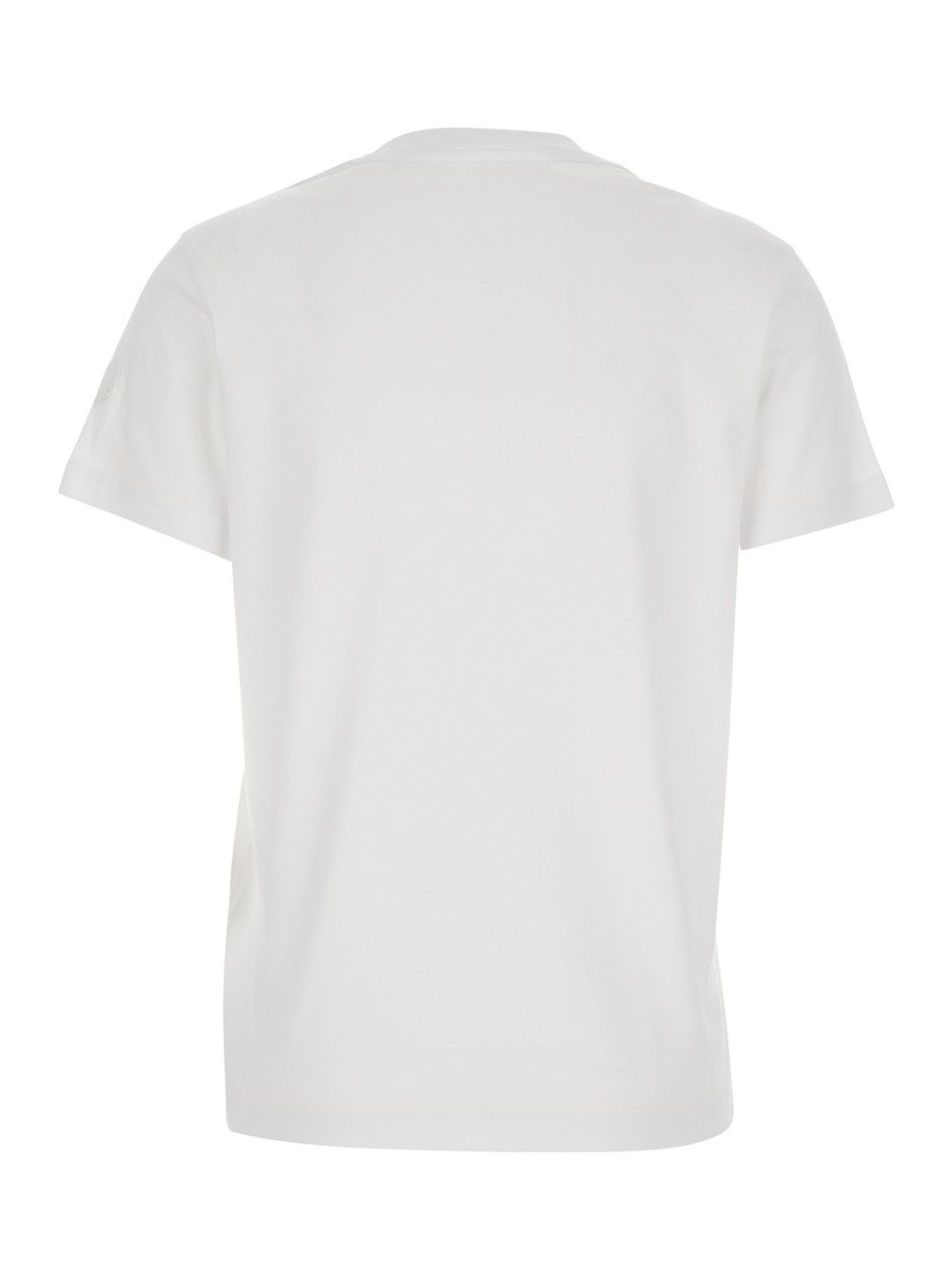 Moncler White Crew Neck T-Shirt with Logo Print on the Front in Cotton for Women Size S / US 4 / IT 40 - 2 Thumbnail