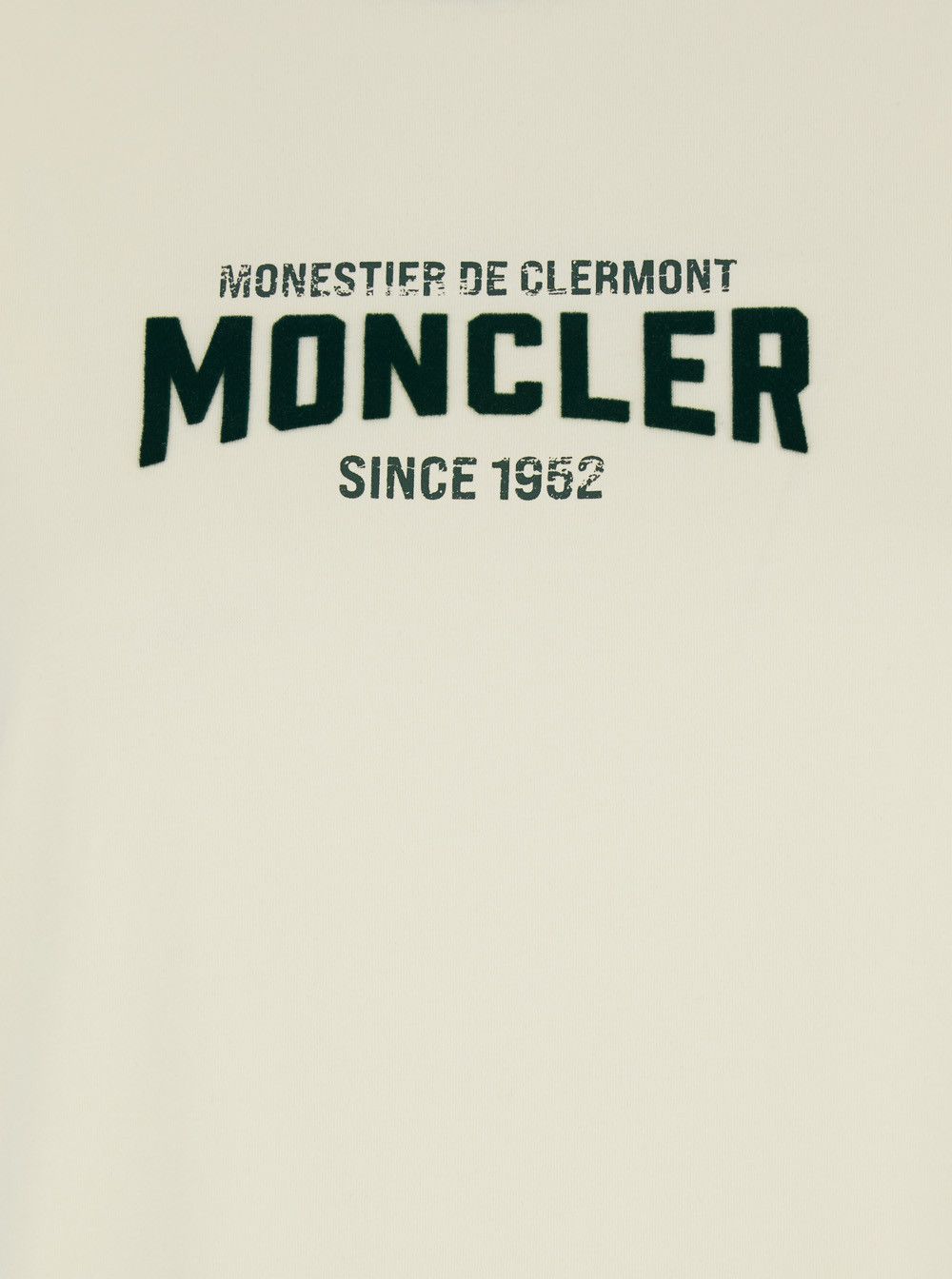 Moncler White Cotton T-Shirt with Logo Printed on the Front for Women Size S / US 4 / IT 40 - 3 Thumbnail