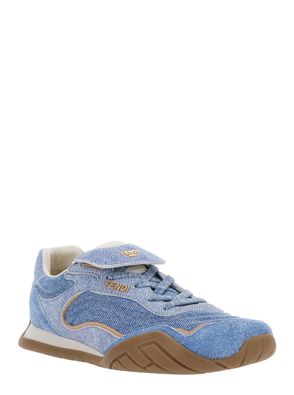 Fendi Blue Low Top Sneaker with Logo Lettering on the Tongue in Blue Leather for Women Size US 9 / IT 39 - 2 Thumbnail
