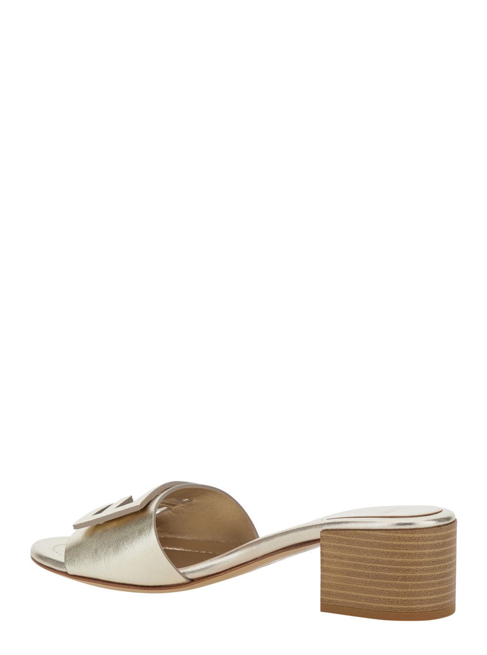 Fendi Women's Leather Metallic 'SLIDE LAMINATED' Sandals Size US 7 / IT 37 - 3 Thumbnail
