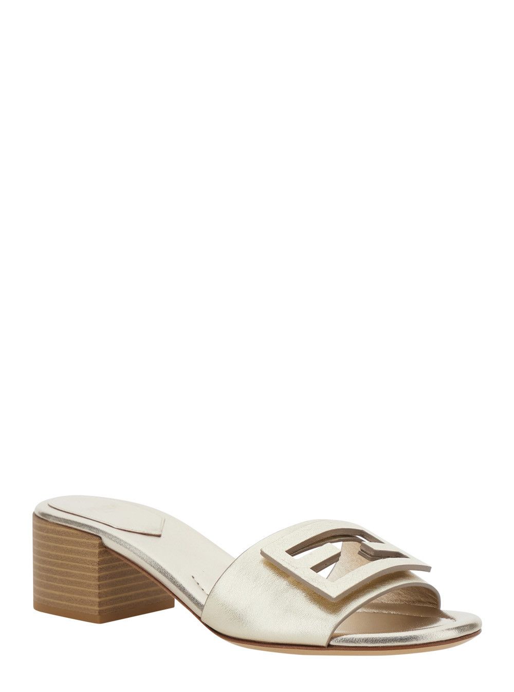 Fendi Women's Leather Metallic 'SLIDE LAMINATED' Sandals Size US 9 / IT 39 - 2 Thumbnail