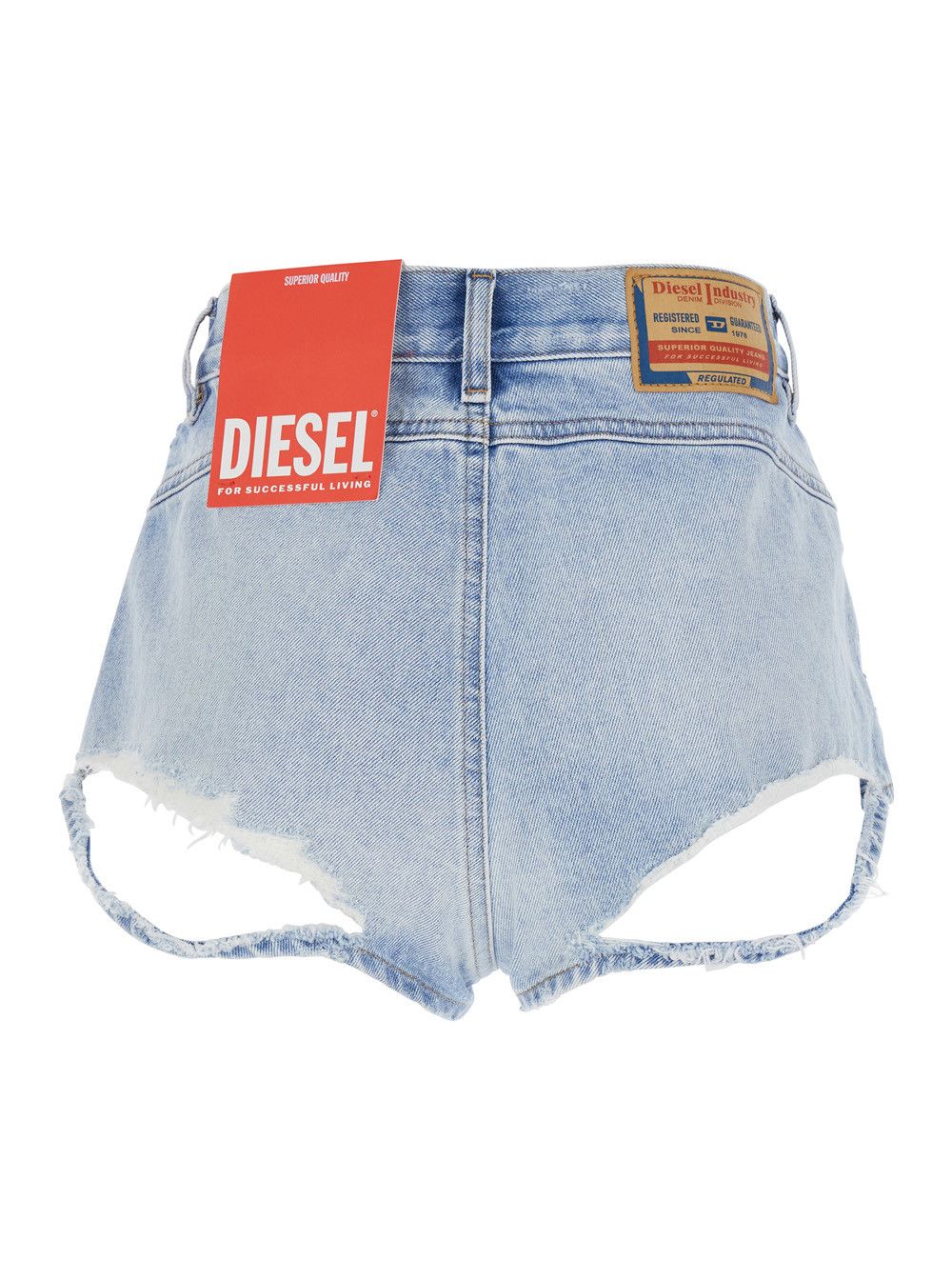 Diesel Light Blue shorts with cut-out detail In denim woman Size 26" / US 2 / IT 38 - 2 Thumbnail