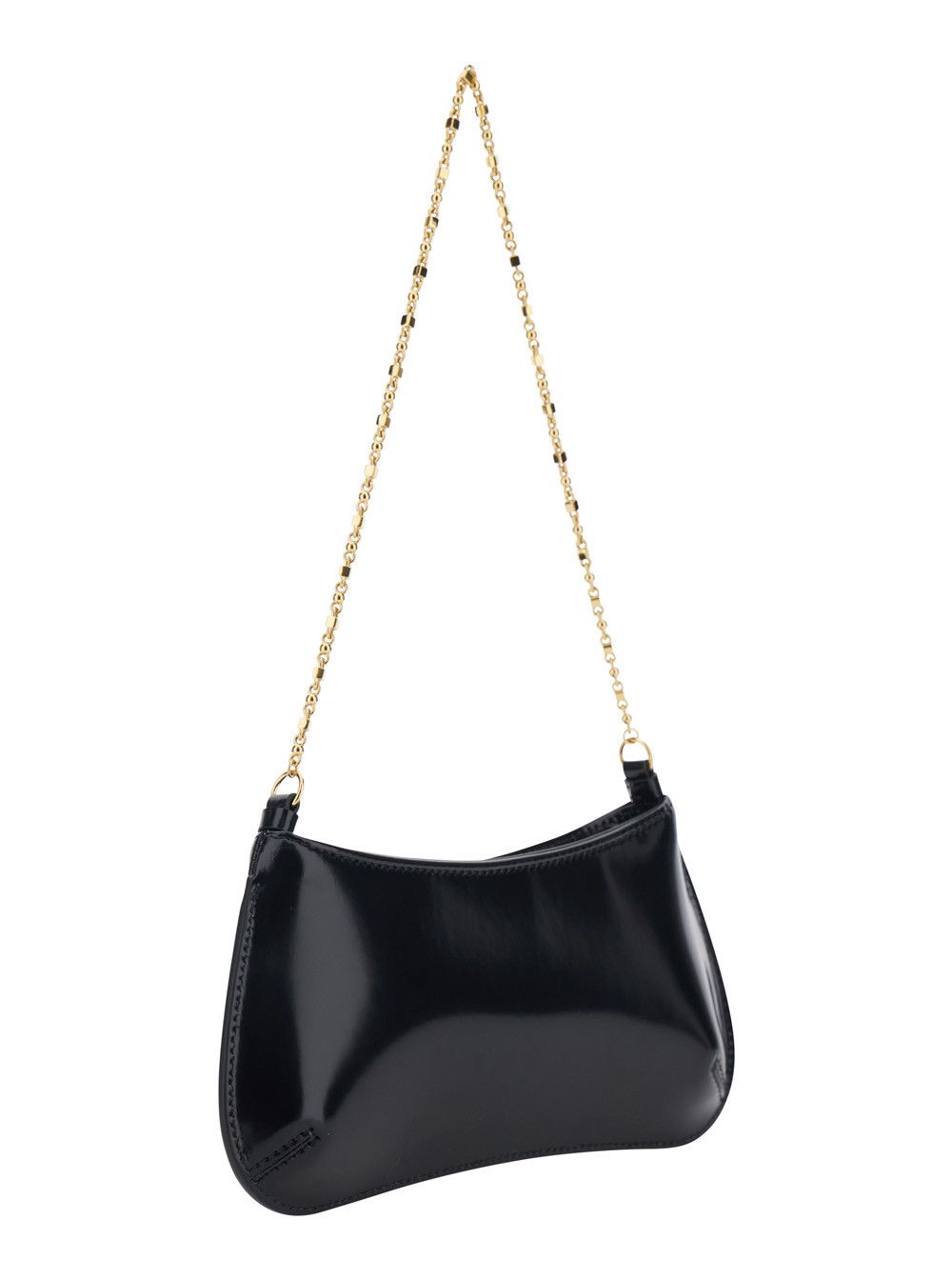 Jacquemus 'Le Petit Bisou Chaine' Black Shoulder Bag with Chain Strap and Logo Lettering Plate on the Front in Patent Leather for Women Size ONE SIZE - 3 Thumbnail
