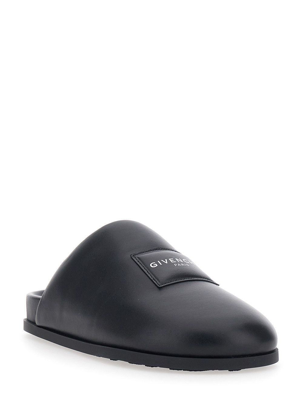 Givenchy Black Mules with Asymmetrical Design and Padded Leather Logo Women Size US 10 / IT 40 - 2 Thumbnail