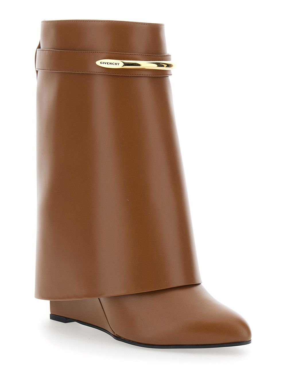 Givenchy Wedge Heel Ankle Boots with Logo Plate on the Side in Brown Leather for Women Size US 8 / IT 38 - 2 Thumbnail