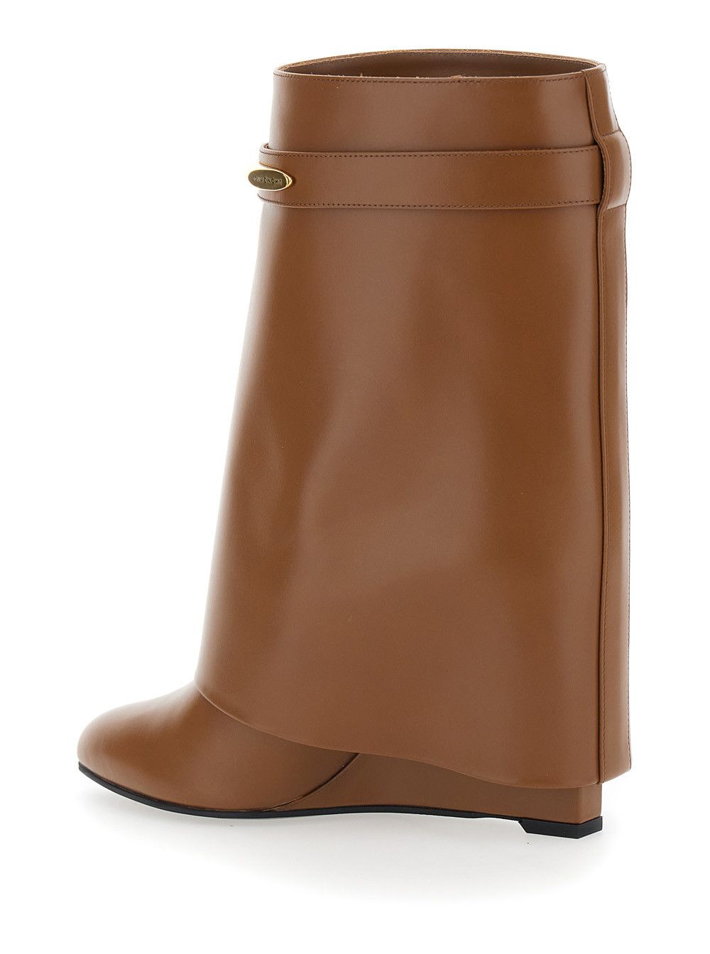 Givenchy Wedge Heel Ankle Boots with Logo Plate on the Side in Brown Leather for Women Size US 8 / IT 38 - 3 Thumbnail