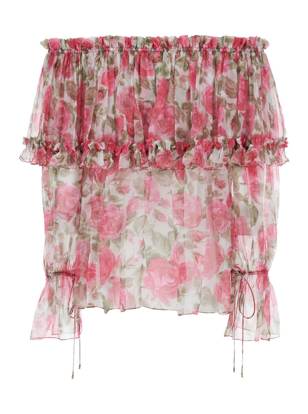 Chloe Pink Off shoulder top with all-over floral print in Silk for Women Size M / US 6-8 / IT 42-44 - 2 Thumbnail