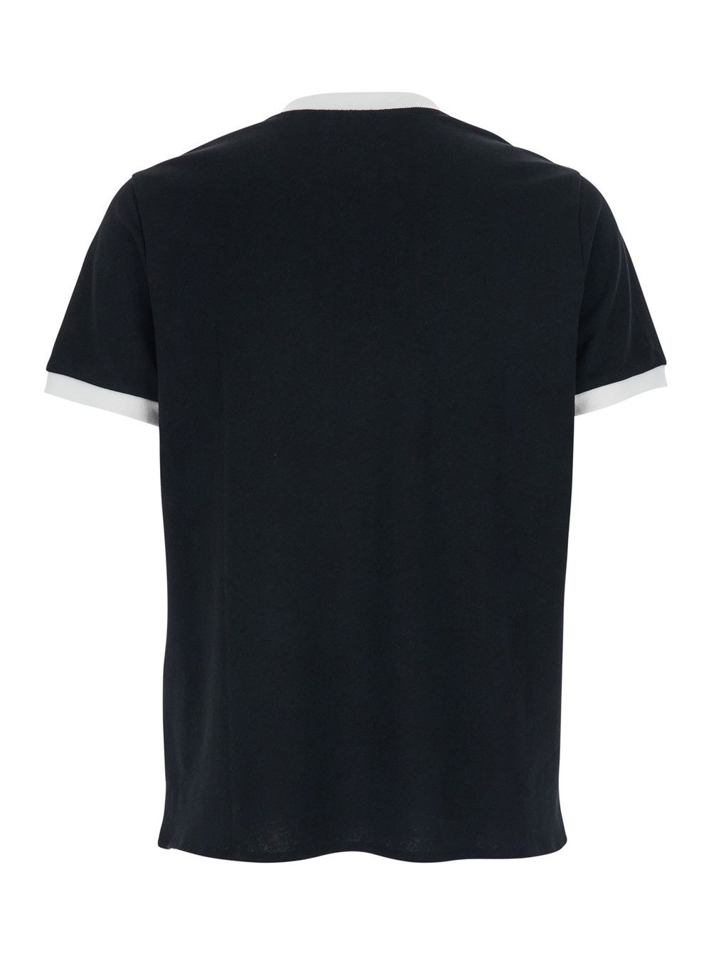 A.P.C. Black T-shirt with Contrast Details on the Neck and Sleeves in Cotton and Linen Blend for Men Size US XL / EU 56 / 4 - 2 Thumbnail
