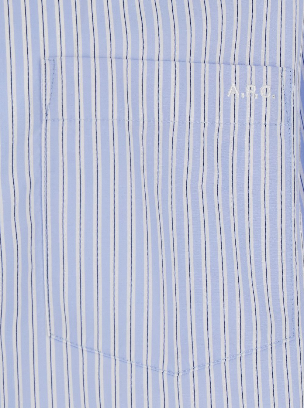 A.P.C. Light Blue Long-Sleeved Shirt with Classic Collar and Striped Motif in Cotton for Men Size US L / EU 52-54 / 3 - 3 Thumbnail