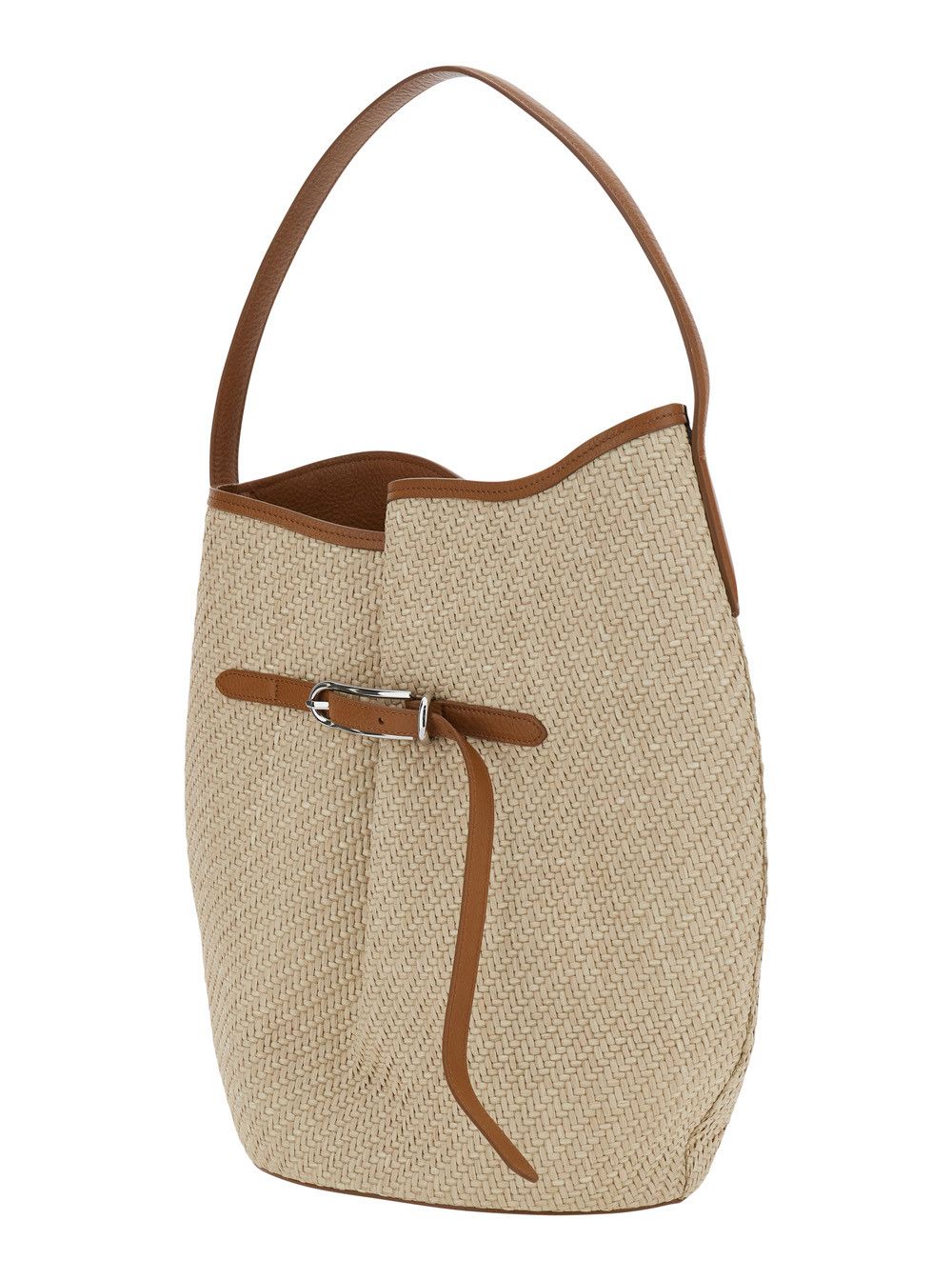 Liffner Shoulder Bag "BELTED BUCKET BAG LARGE RAFFIA" Beige in Raffia Women Size ONE SIZE - 2 Thumbnail