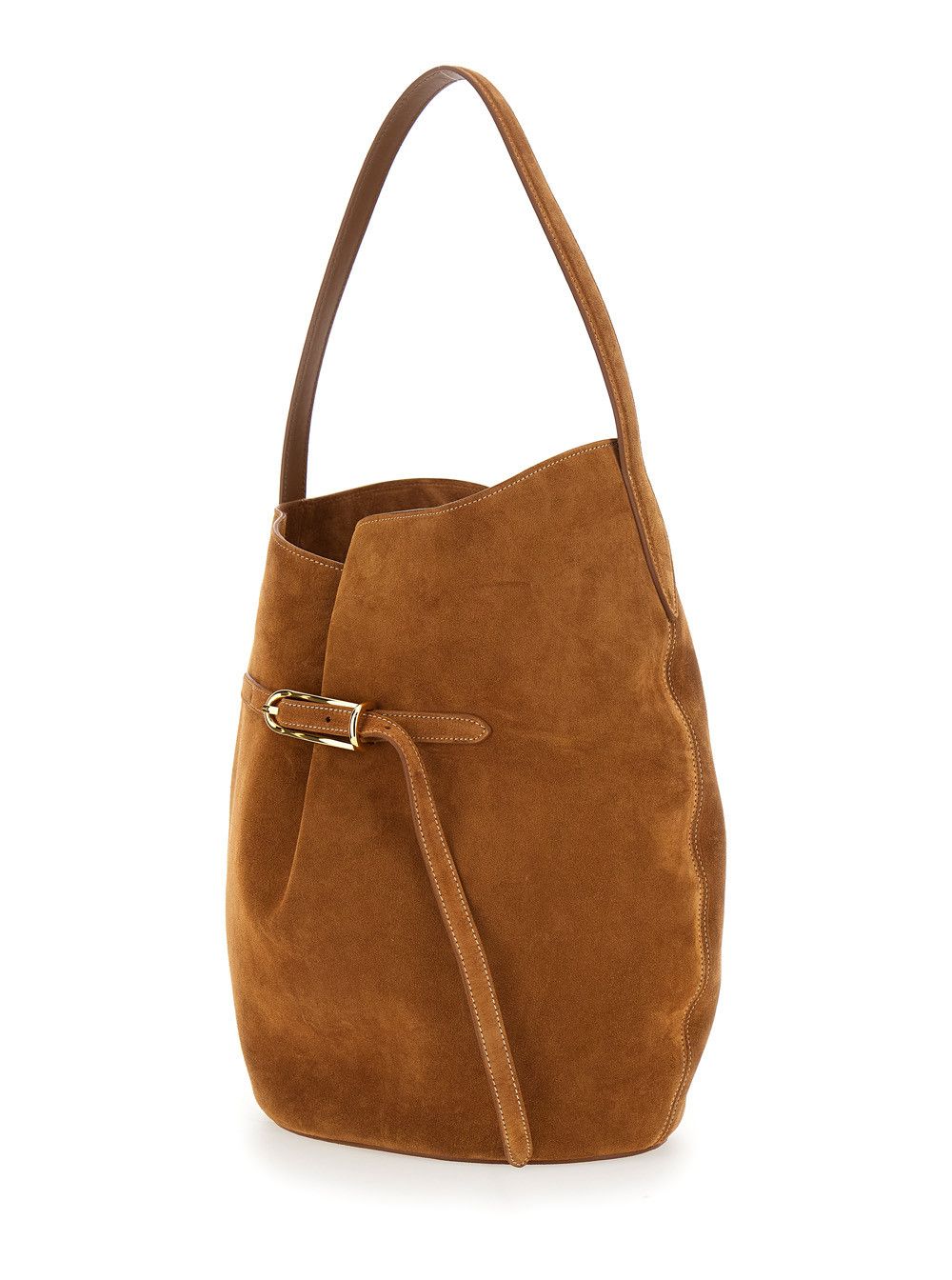 Liffner Shoulder Bag 'Belted Bucket Bag Large Cow Suede' in Brown Leather for Women Size ONE SIZE - 2 Thumbnail