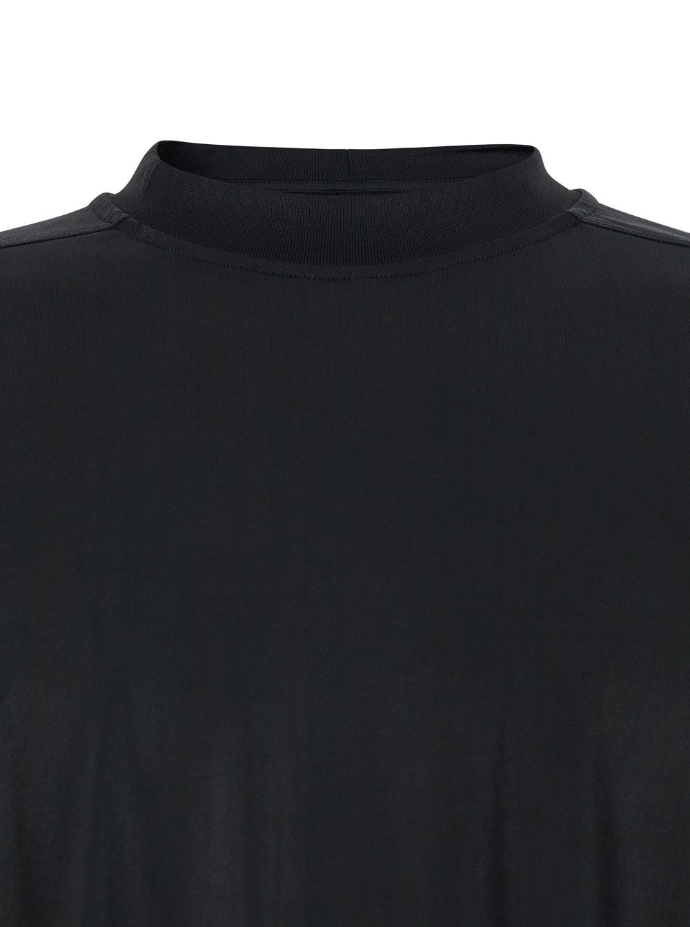 Rick Owens Drkshdw Black Crew Neck T-shirt with Raised Collar in Tech Fabric for Men Size US M / EU 48-50 / 2 - 3 Thumbnail