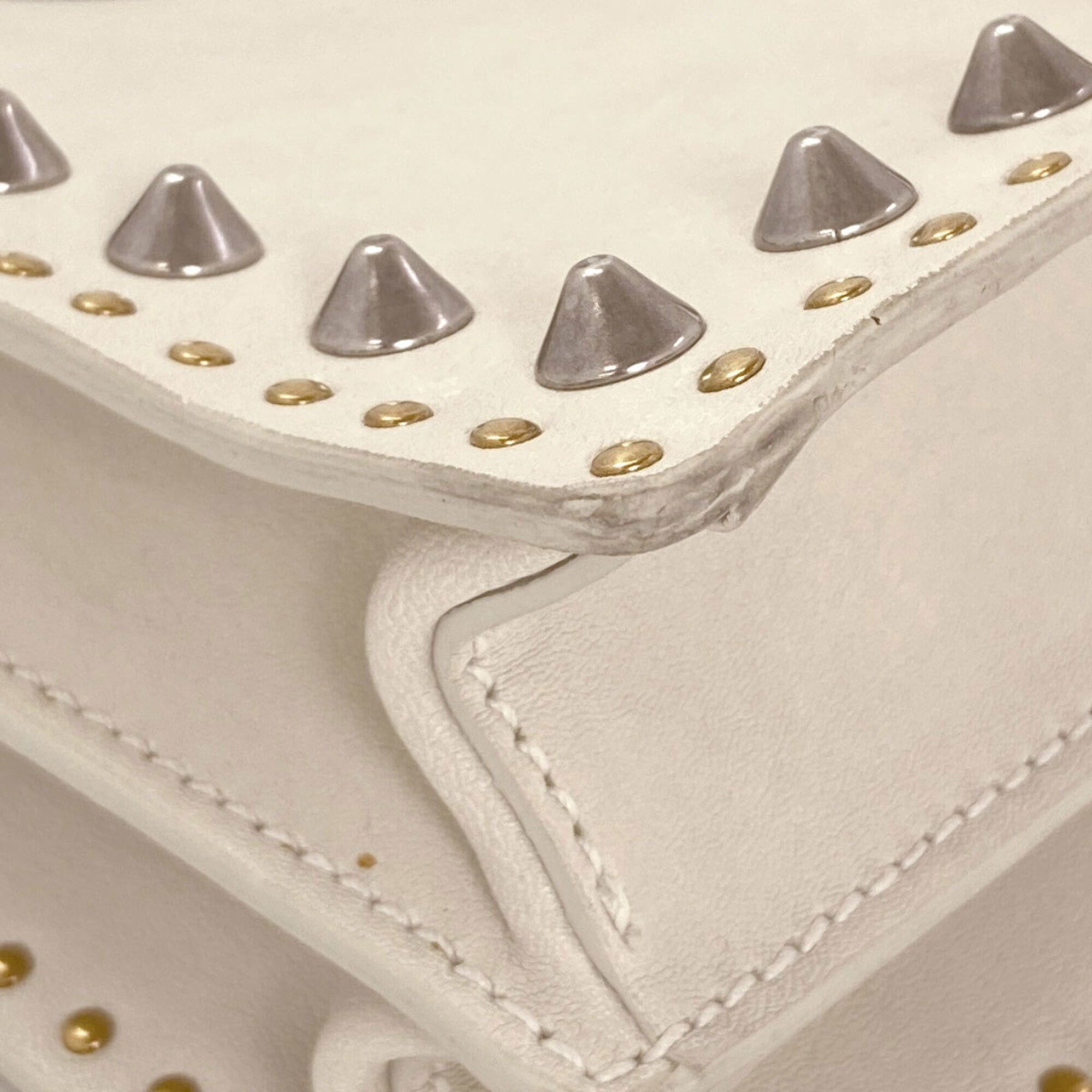 Miu Miu Miu Miu Miu Studded 2-Way Handbag, Calfskin, Women's Size ONE SIZE - 22 Thumbnail
