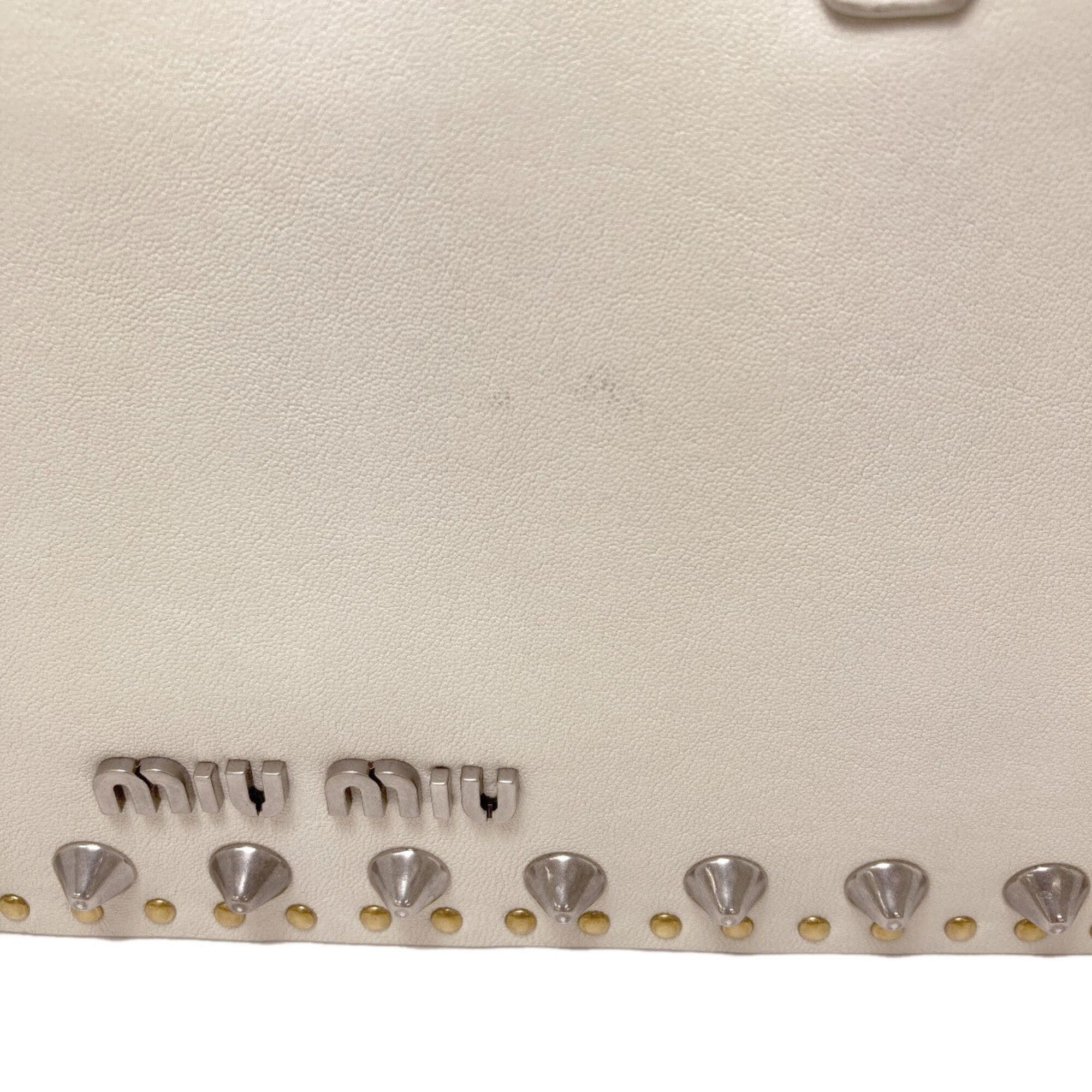 Miu Miu Miu Miu Miu Studded 2-Way Handbag, Calfskin, Women's Size ONE SIZE - 14 Thumbnail