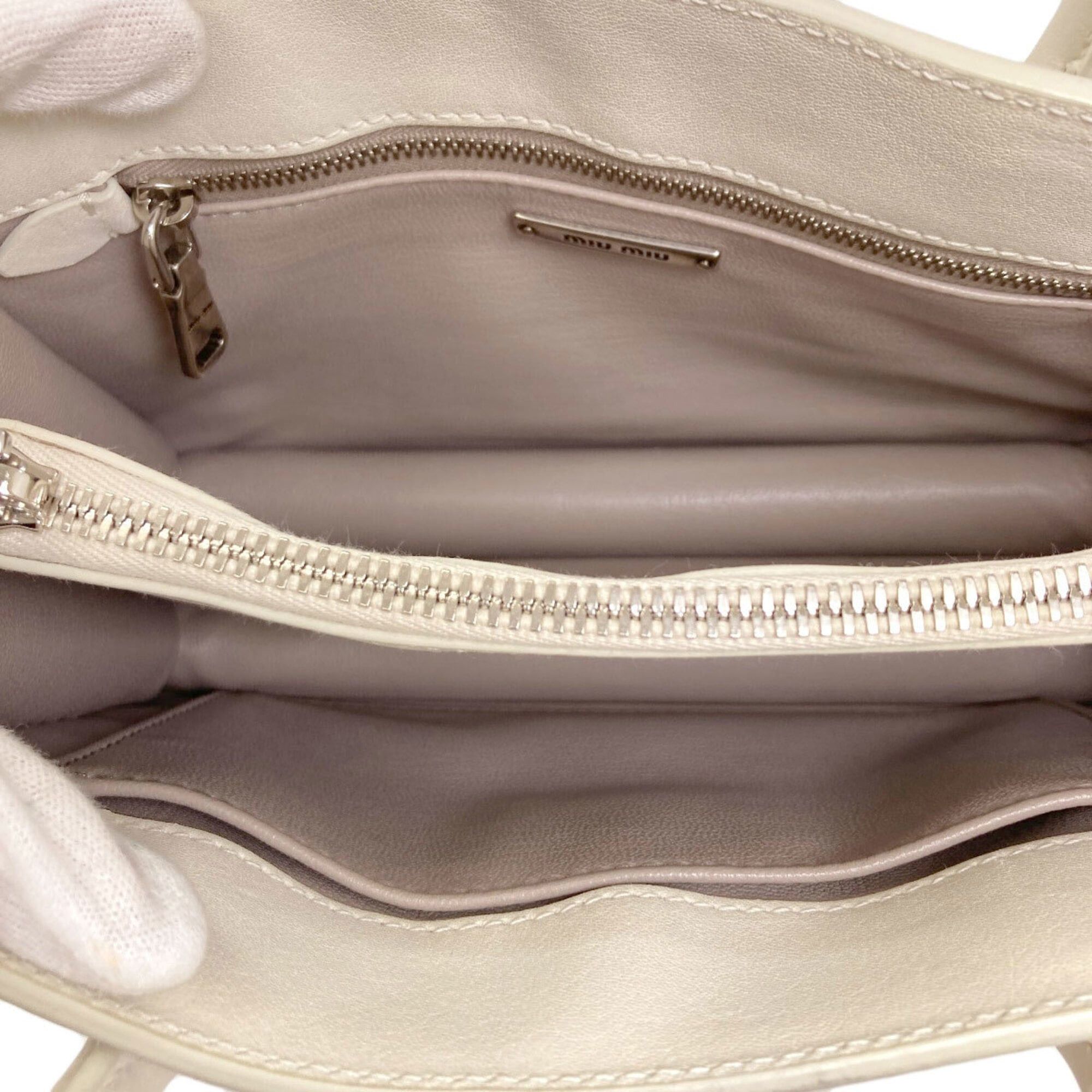 Miu Miu Miu Miu Miu Studded 2-Way Handbag, Calfskin, Women's Size ONE SIZE - 5 Thumbnail