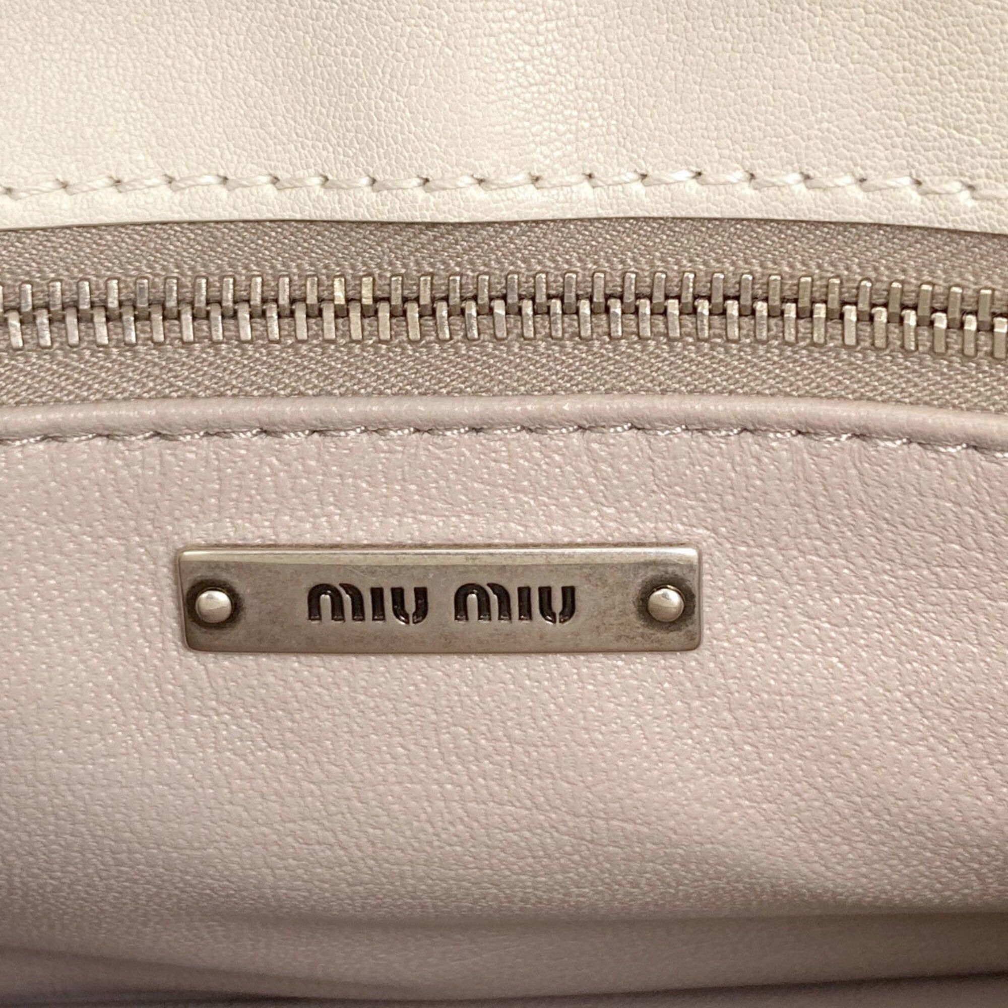 Miu Miu Miu Miu Miu Studded 2-Way Handbag, Calfskin, Women's Size ONE SIZE - 6 Thumbnail