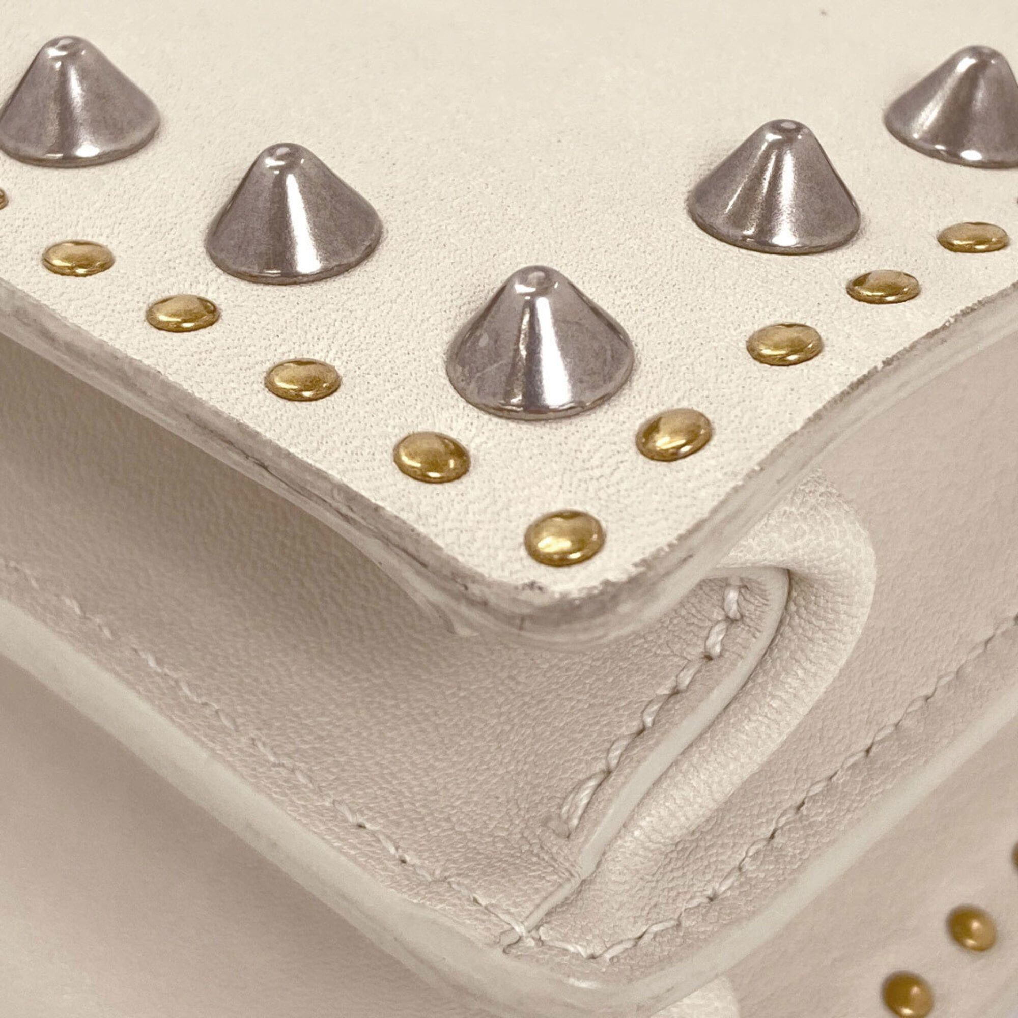 Miu Miu Miu Miu Miu Studded 2-Way Handbag, Calfskin, Women's Size ONE SIZE - 23 Thumbnail