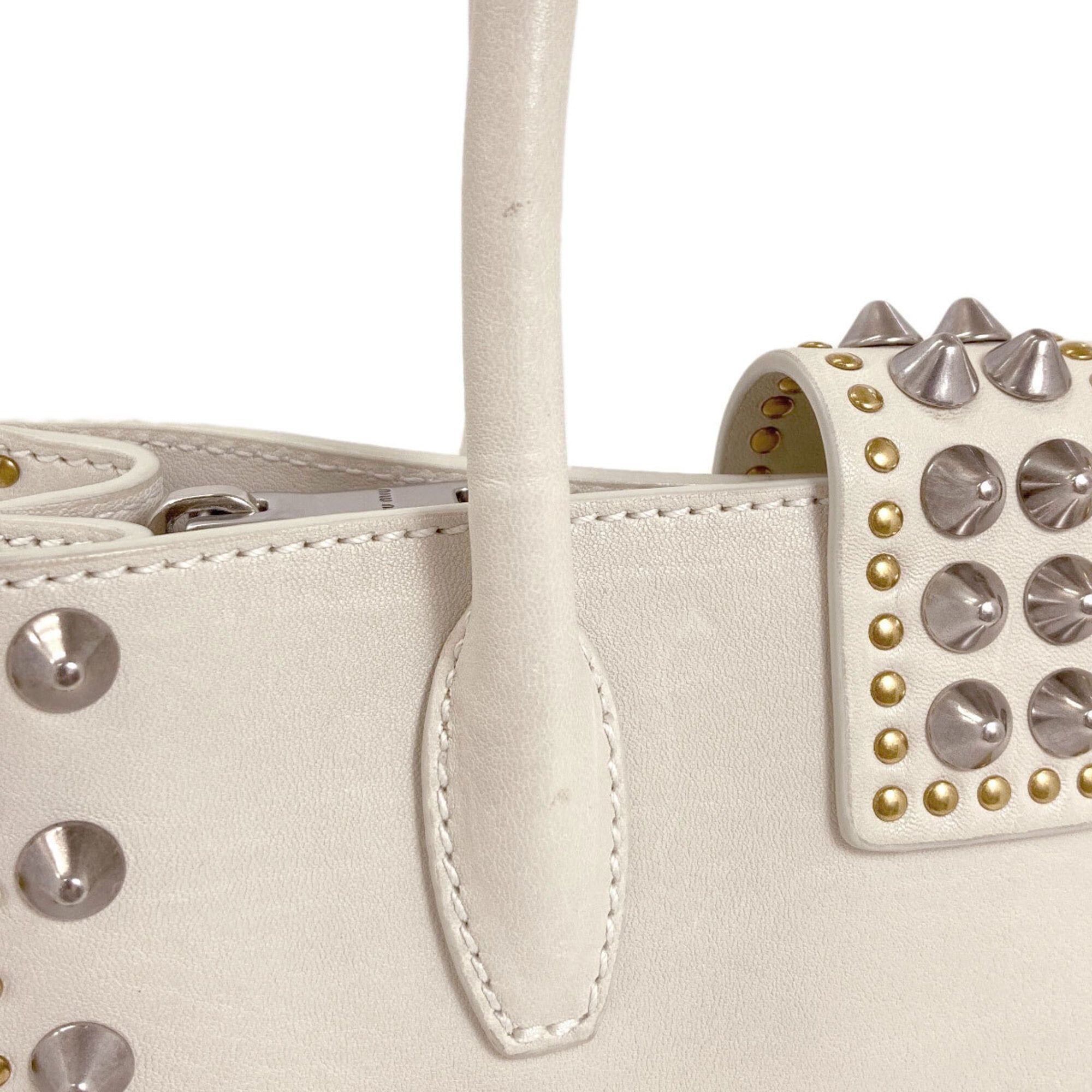 Miu Miu Miu Miu Miu Studded 2-Way Handbag, Calfskin, Women's Size ONE SIZE - 20 Thumbnail