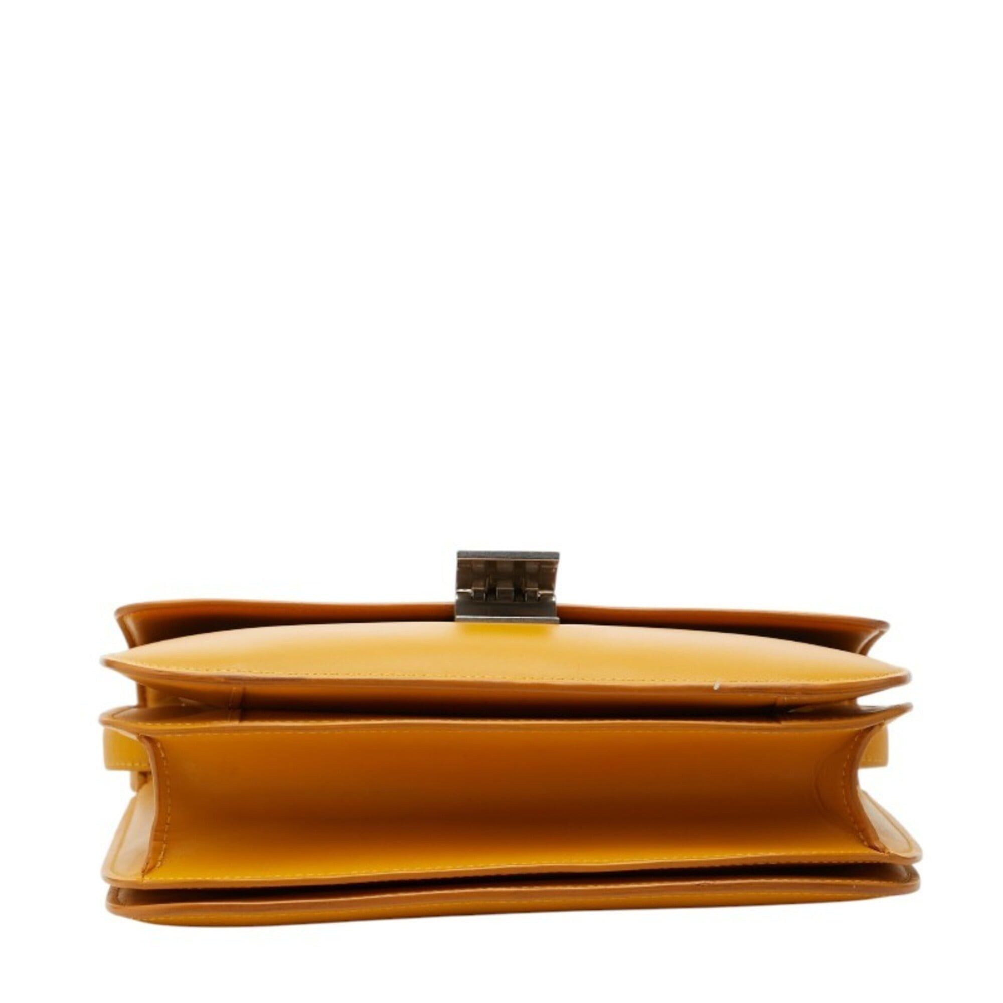 Celine Celine Classic Box Medium Shoulder Bag, Yellow Leather, Women's CELINE Size ONE SIZE - 3 Thumbnail