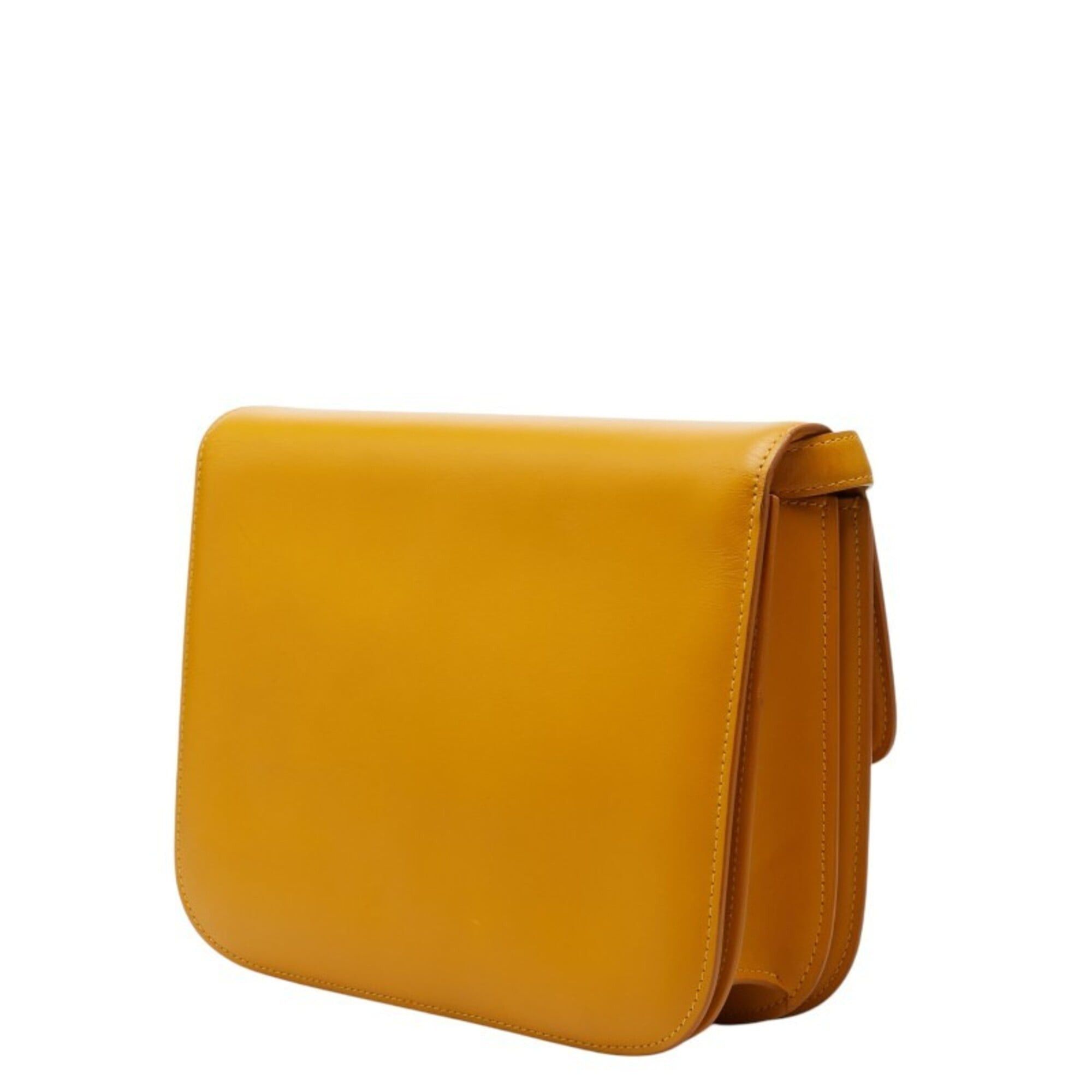Celine Celine Classic Box Medium Shoulder Bag, Yellow Leather, Women's CELINE Size ONE SIZE - 2 Thumbnail