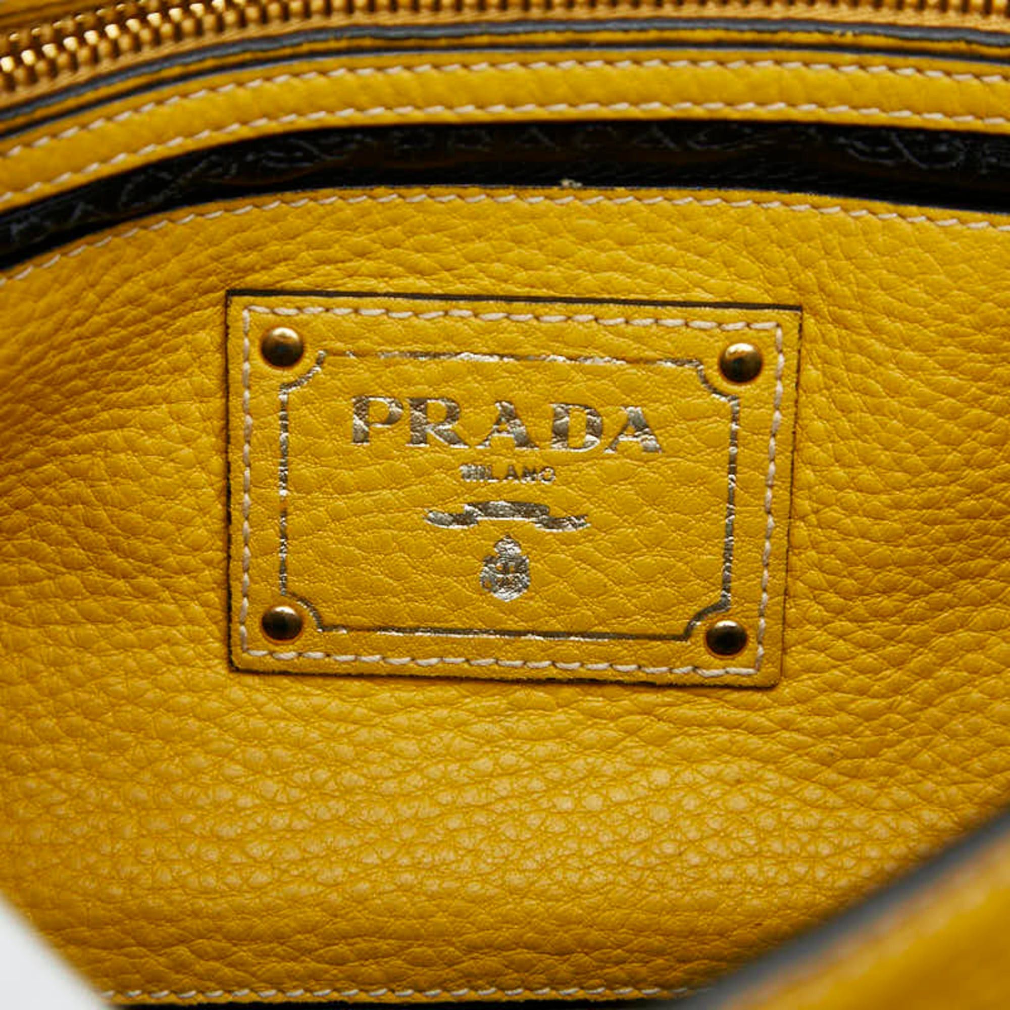 Prada Prada Soundrock Handbag/Shoulder Bag, 2-Way, Yellow Vitello Daino Leather, Women's PRADA Size ONE SIZE - 11 Thumbnail