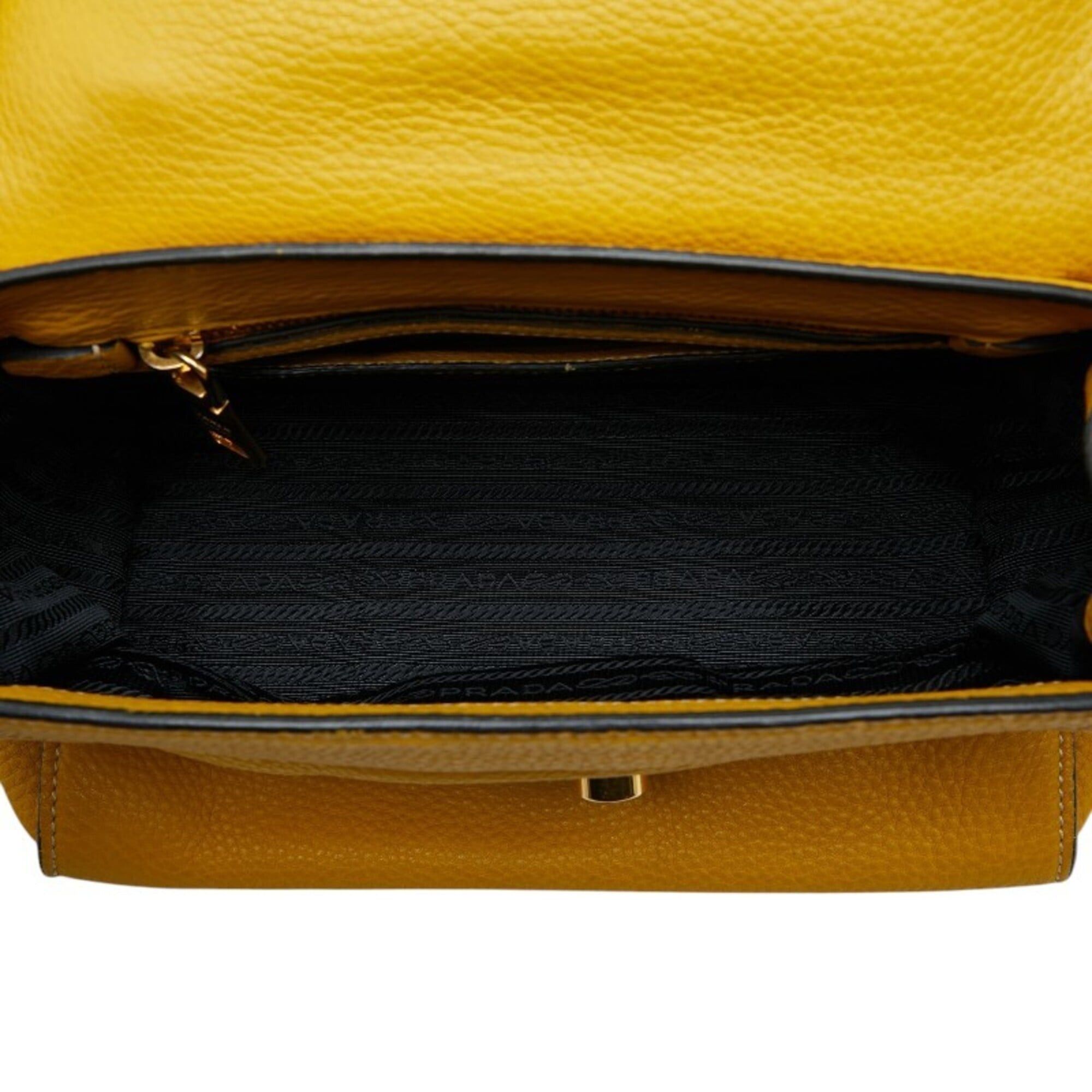 Prada Prada Soundrock Handbag/Shoulder Bag, 2-Way, Yellow Vitello Daino Leather, Women's PRADA Size ONE SIZE - 8 Thumbnail