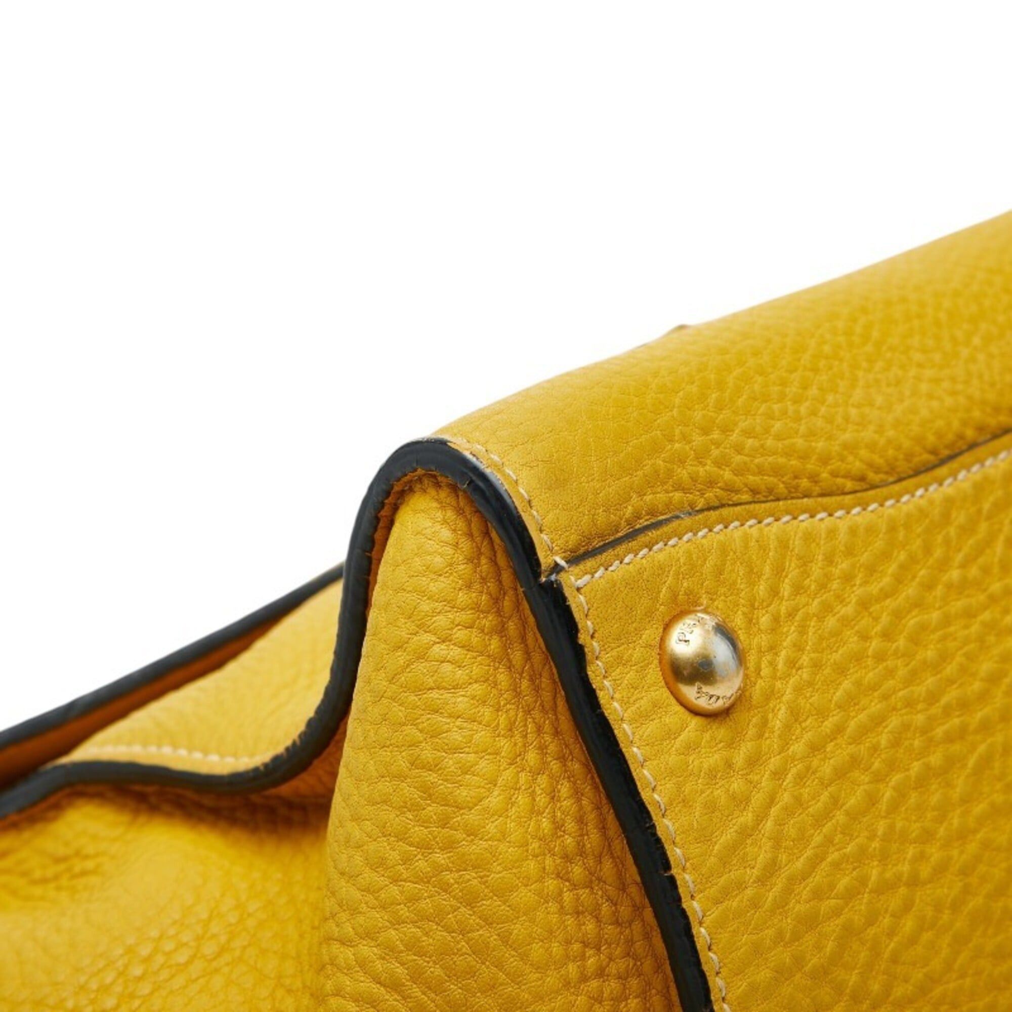 Prada Prada Soundrock Handbag/Shoulder Bag, 2-Way, Yellow Vitello Daino Leather, Women's PRADA Size ONE SIZE - 5 Thumbnail