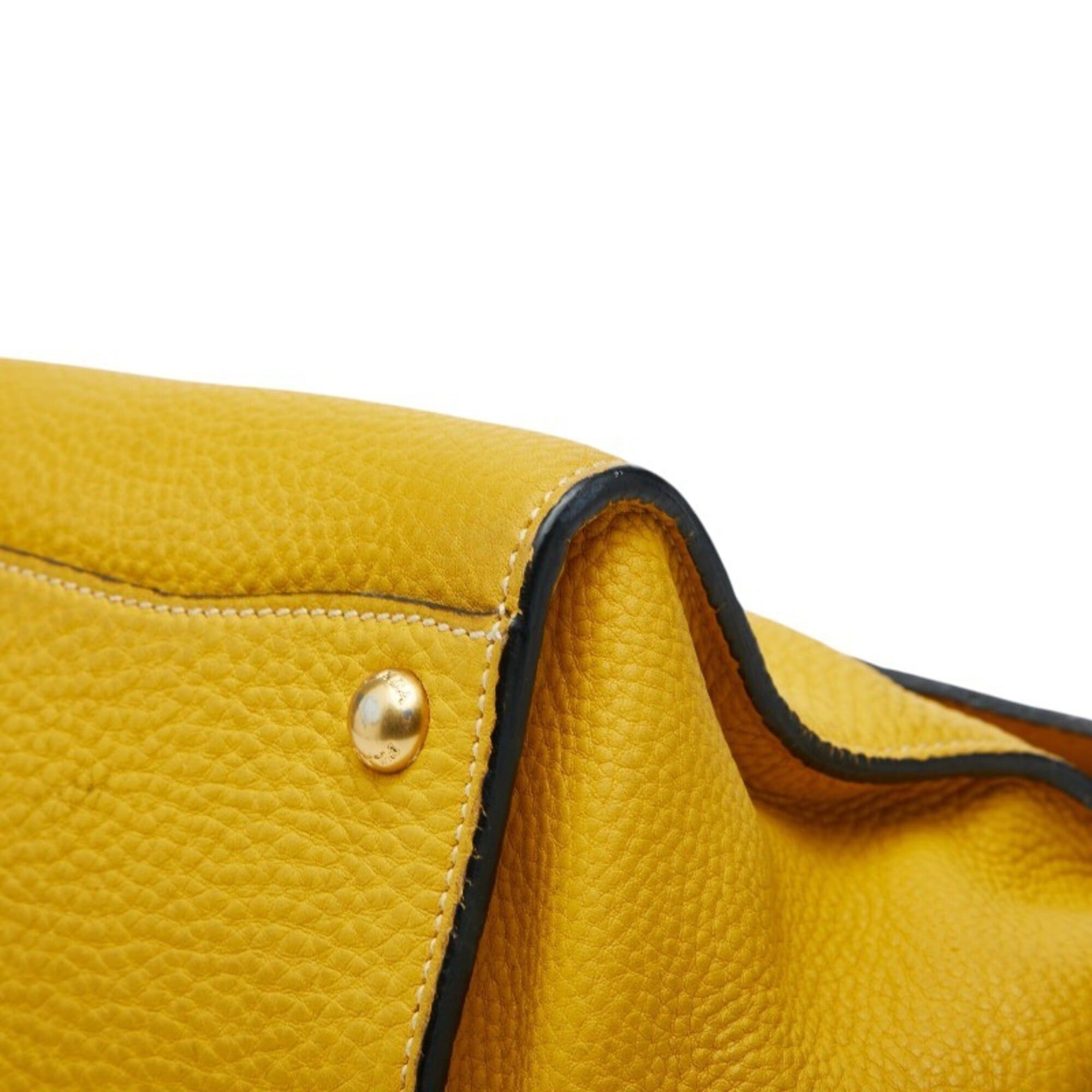 Prada Prada Soundrock Handbag/Shoulder Bag, 2-Way, Yellow Vitello Daino Leather, Women's PRADA Size ONE SIZE - 4 Thumbnail