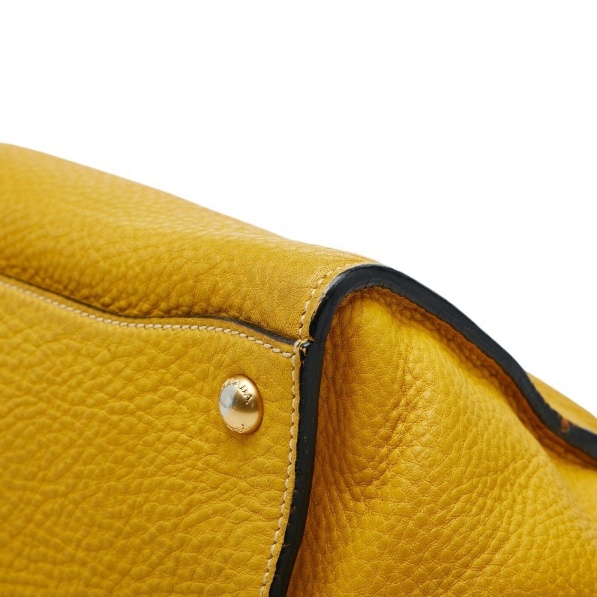 Prada Prada Soundrock Handbag/Shoulder Bag, 2-Way, Yellow Vitello Daino Leather, Women's PRADA Size ONE SIZE - 6 Thumbnail