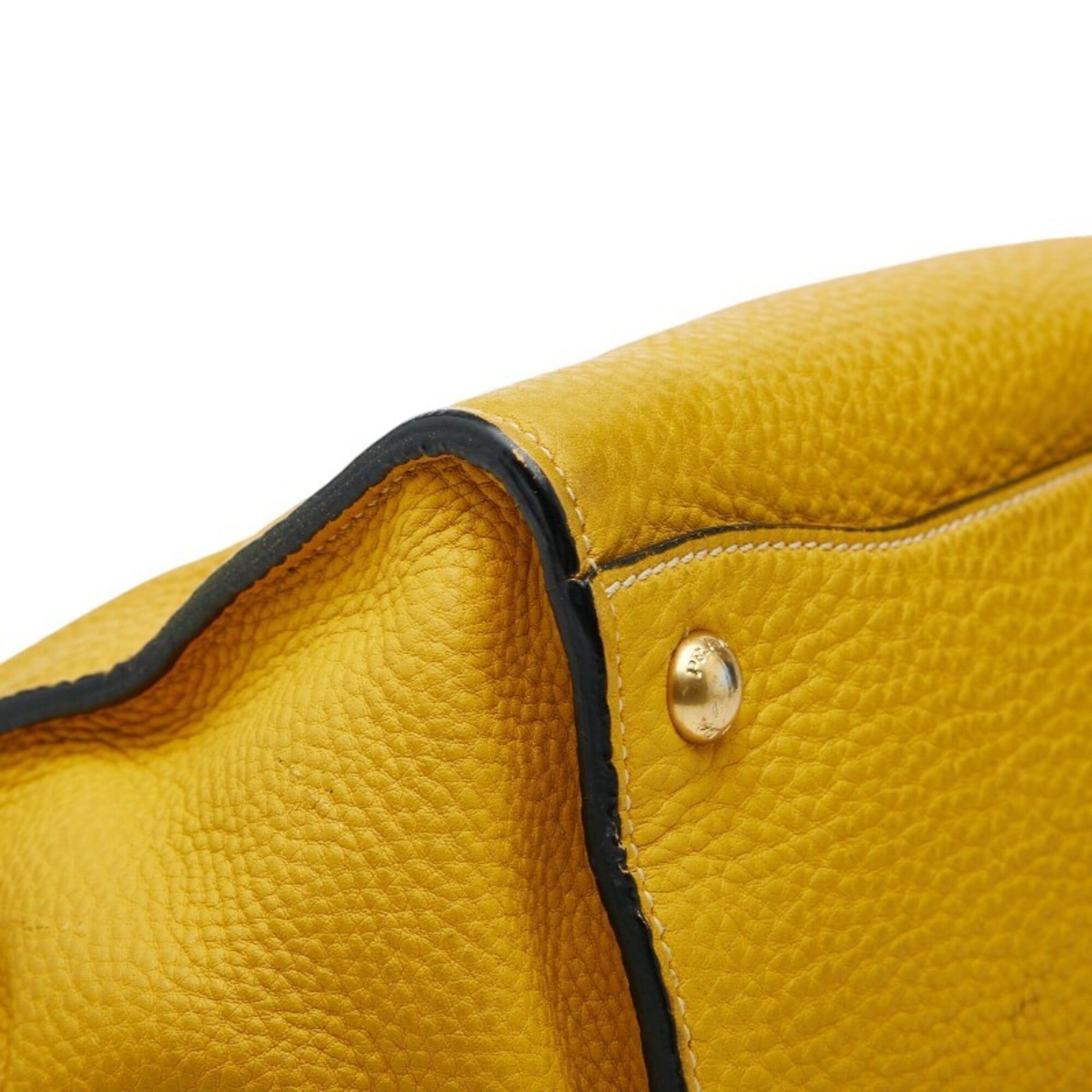 Prada Prada Soundrock Handbag/Shoulder Bag, 2-Way, Yellow Vitello Daino Leather, Women's PRADA Size ONE SIZE - 7 Thumbnail