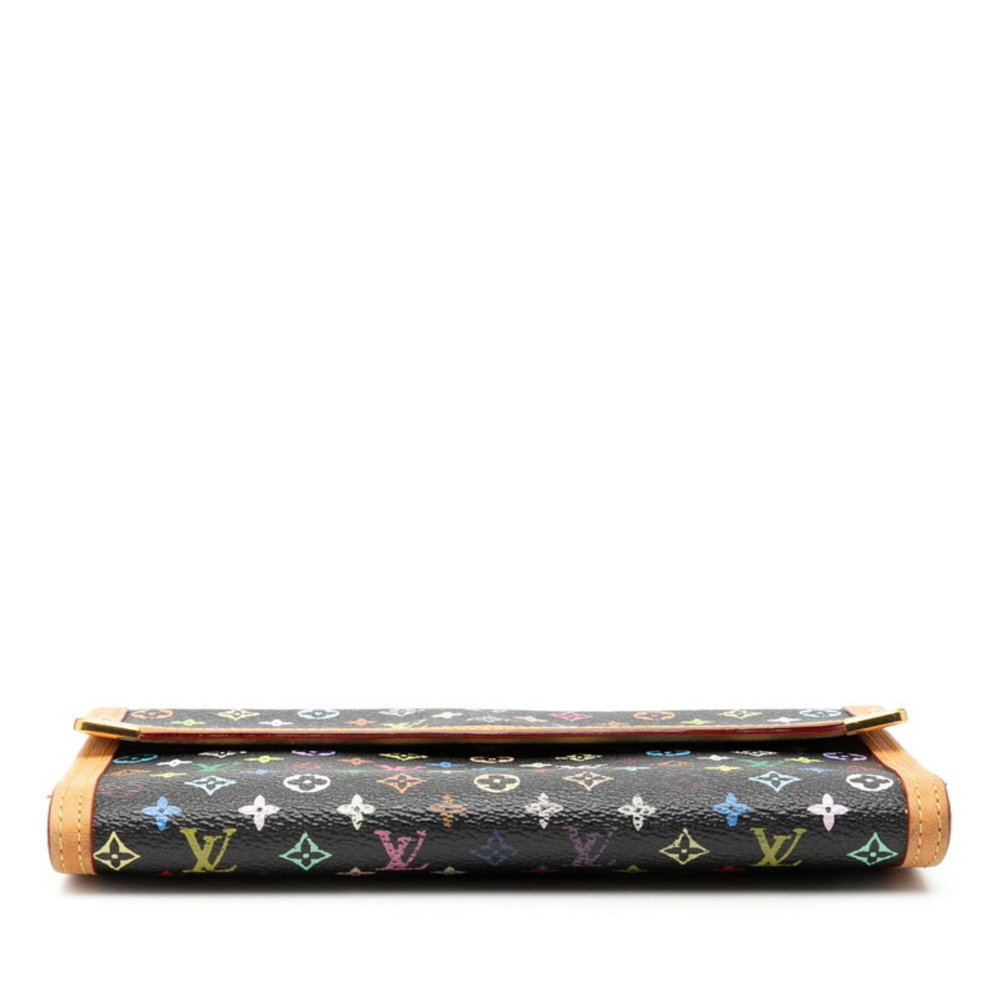 Louis Vuitton Louis Vuitton Monogram Multicolor Portefeuille Tresor International Tri-fold Wallet M92658 Noir Black Leather Women's LOUIS VUITTON Size ONE SIZE - 3 Thumbnail