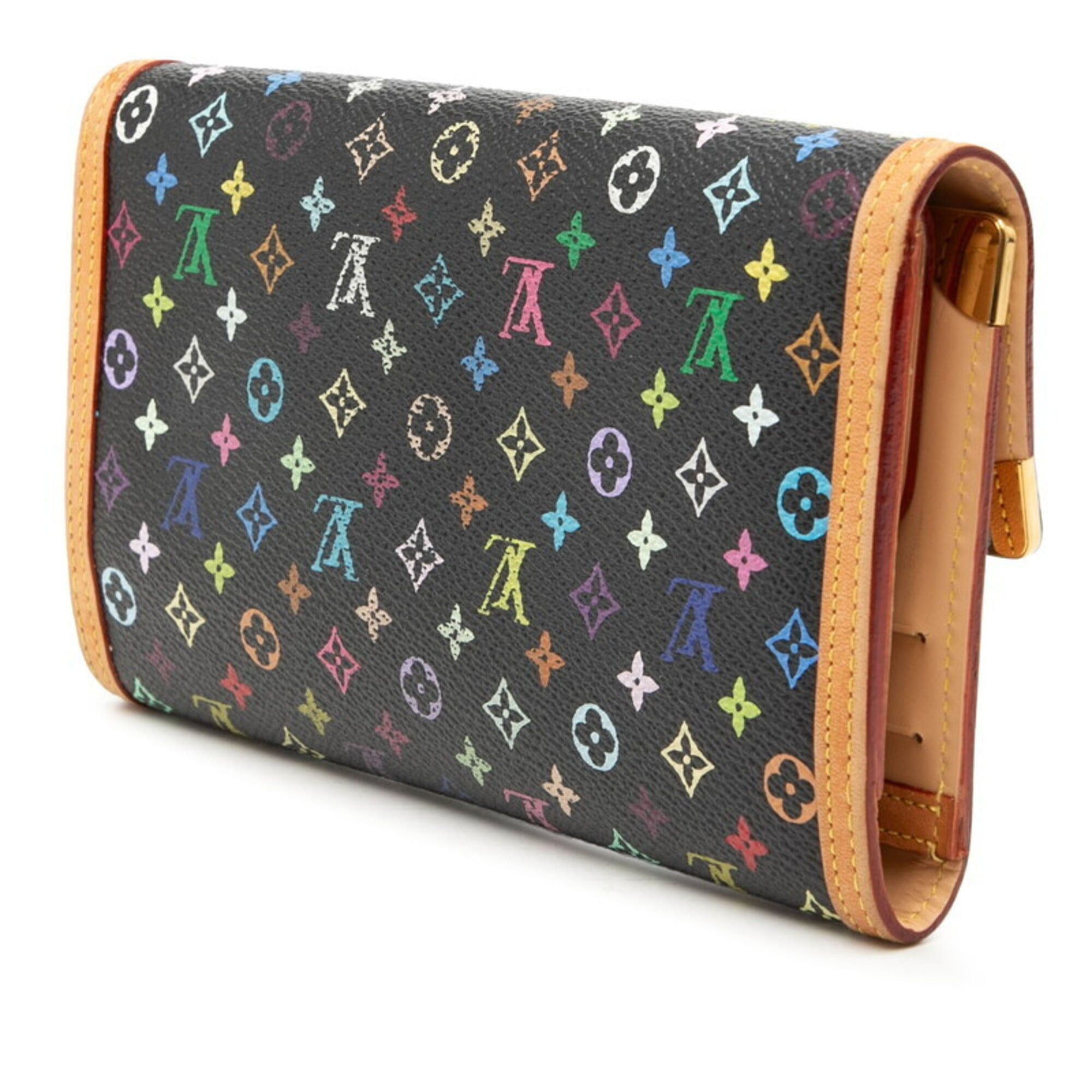 Louis Vuitton Louis Vuitton Monogram Multicolor Portefeuille Tresor International Tri-fold Wallet M92658 Noir Black Leather Women's LOUIS VUITTON Size ONE SIZE - 2 Thumbnail