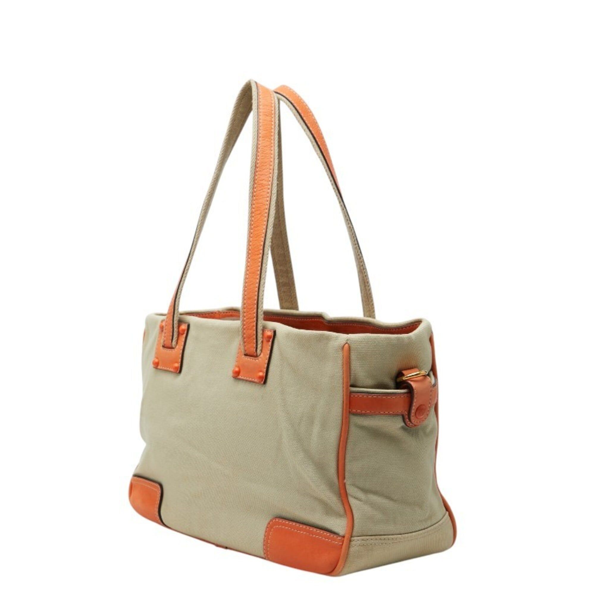 Loewe Loewe Anagram Tote Bag Shoulder 340712 Beige Orange Canvas Leather Women's LOEWE Size ONE SIZE - 2 Thumbnail
