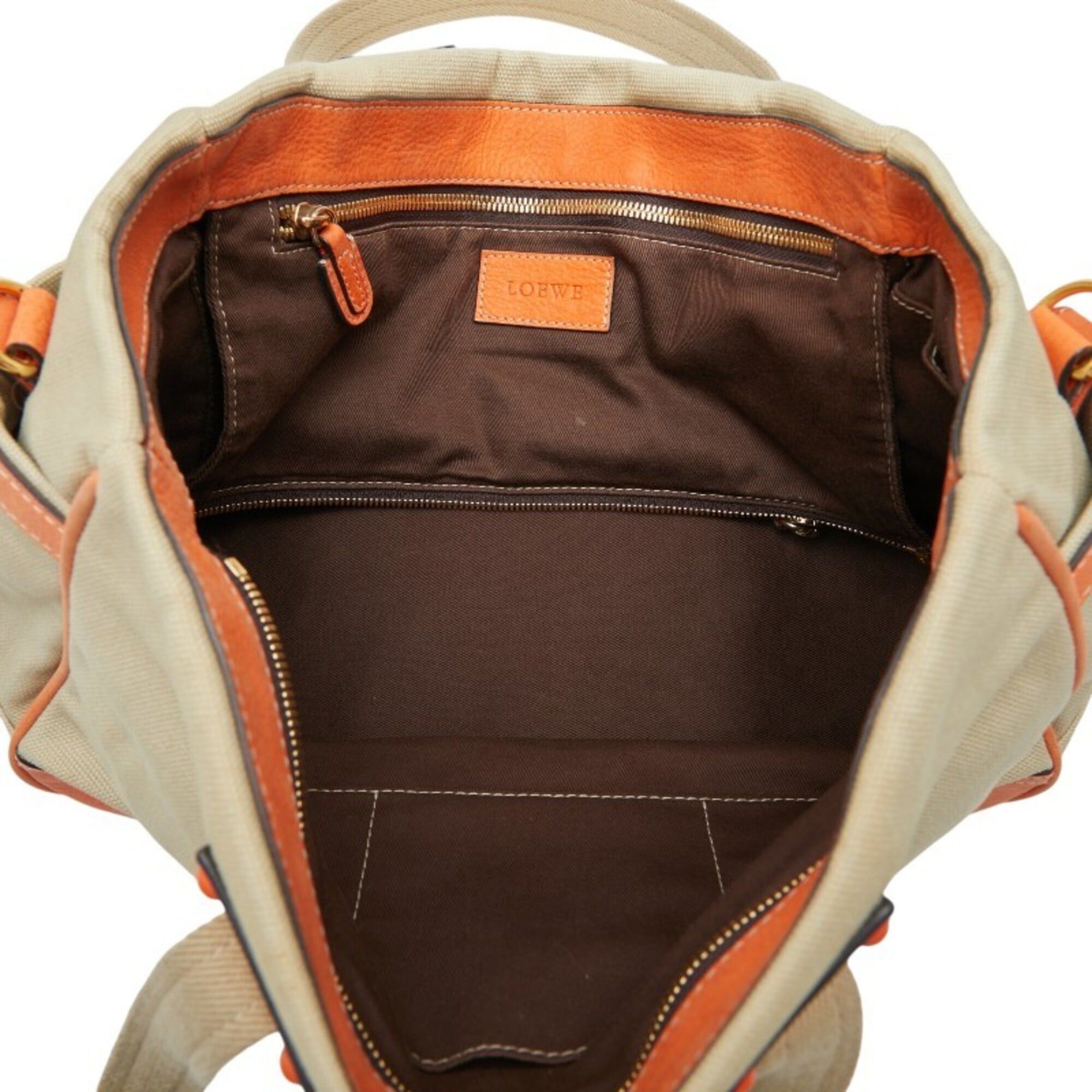 Loewe Loewe Anagram Tote Bag Shoulder 340712 Beige Orange Canvas Leather Women's LOEWE Size ONE SIZE - 8 Thumbnail