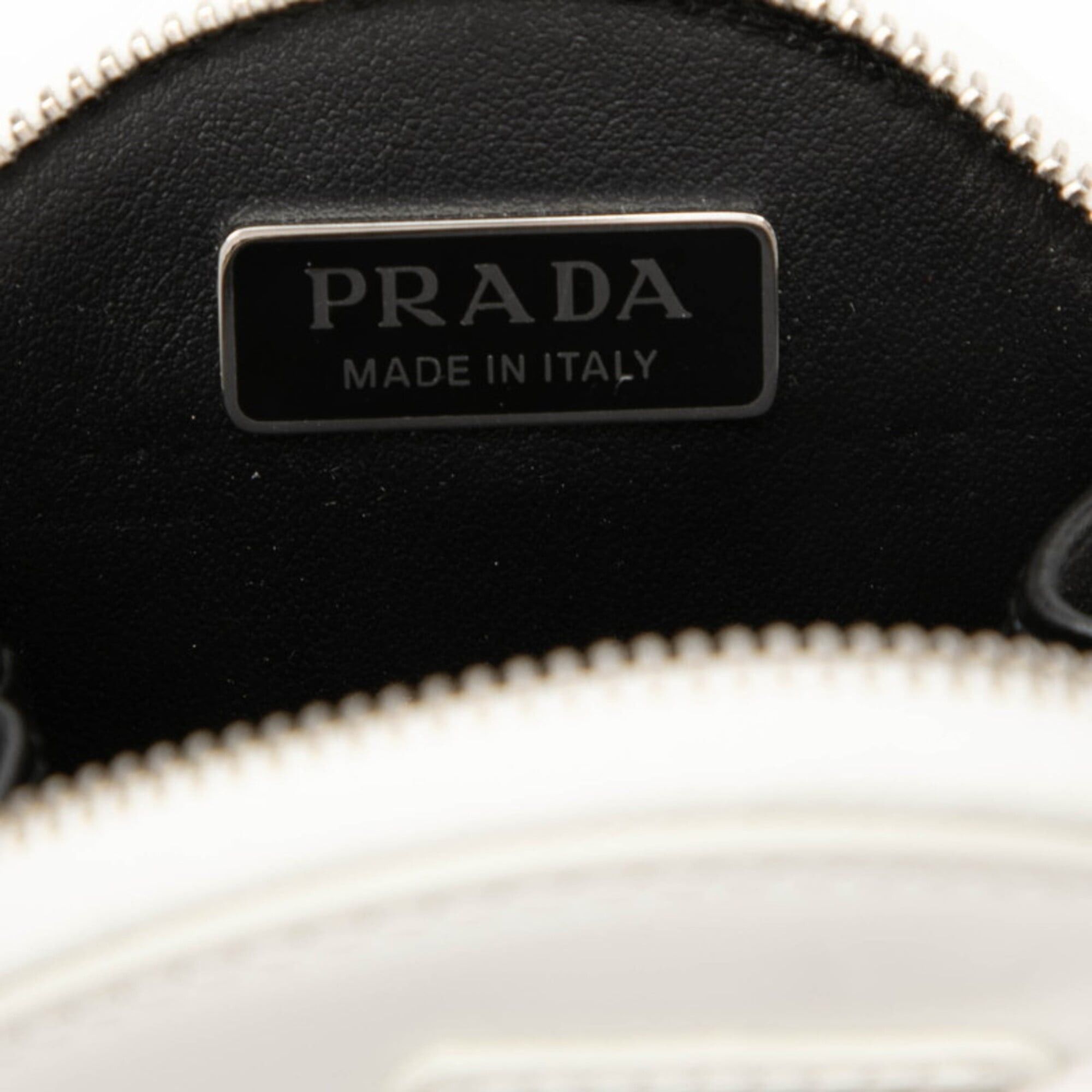 Prada Prada Triangle Logo Wallet/Coin Case Round Pouch Key Charm White Patent Leather Women's PRADA Size ONE SIZE - 5 Thumbnail