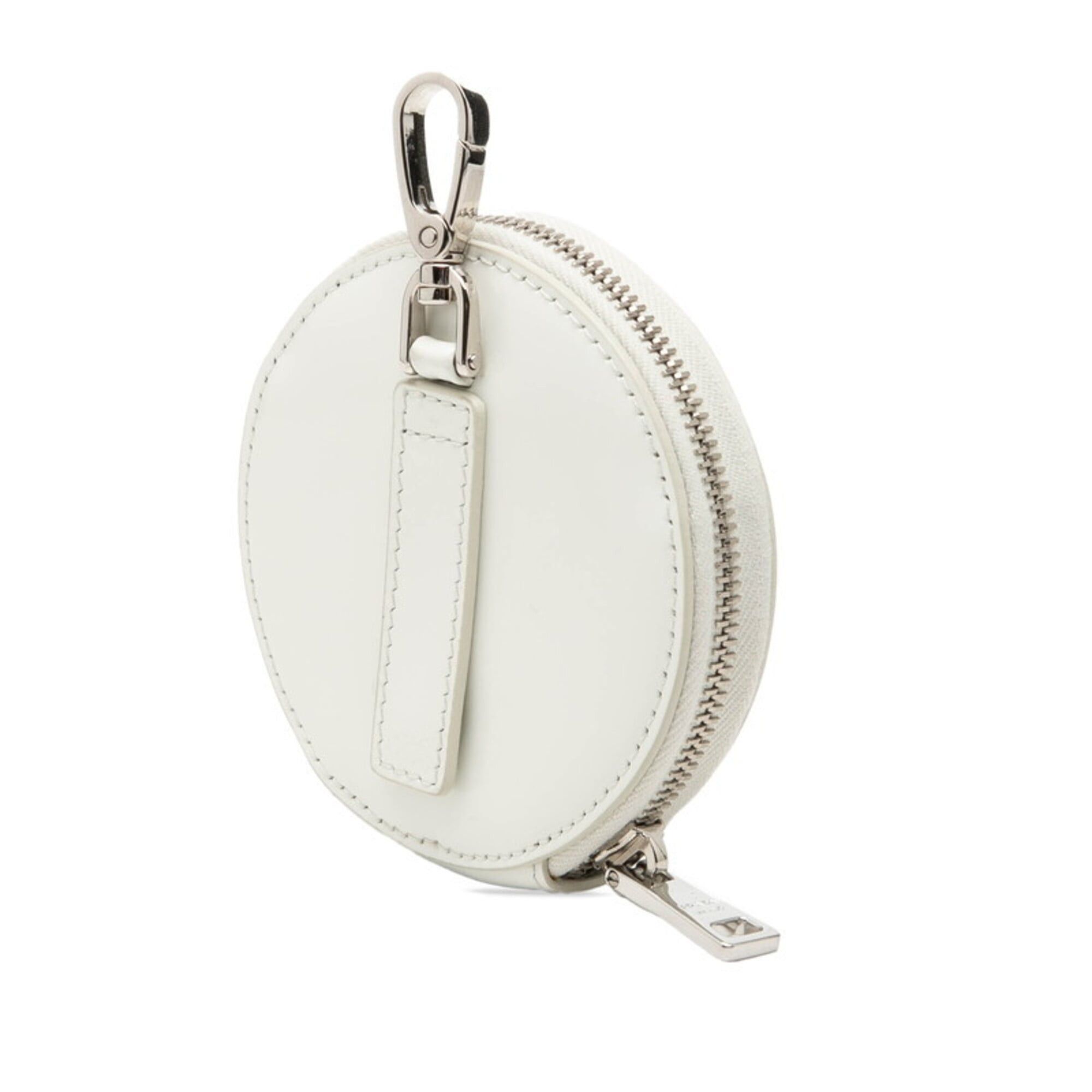 Prada Prada Triangle Logo Wallet/Coin Case Round Pouch Key Charm White Patent Leather Women's PRADA Size ONE SIZE - 2 Thumbnail