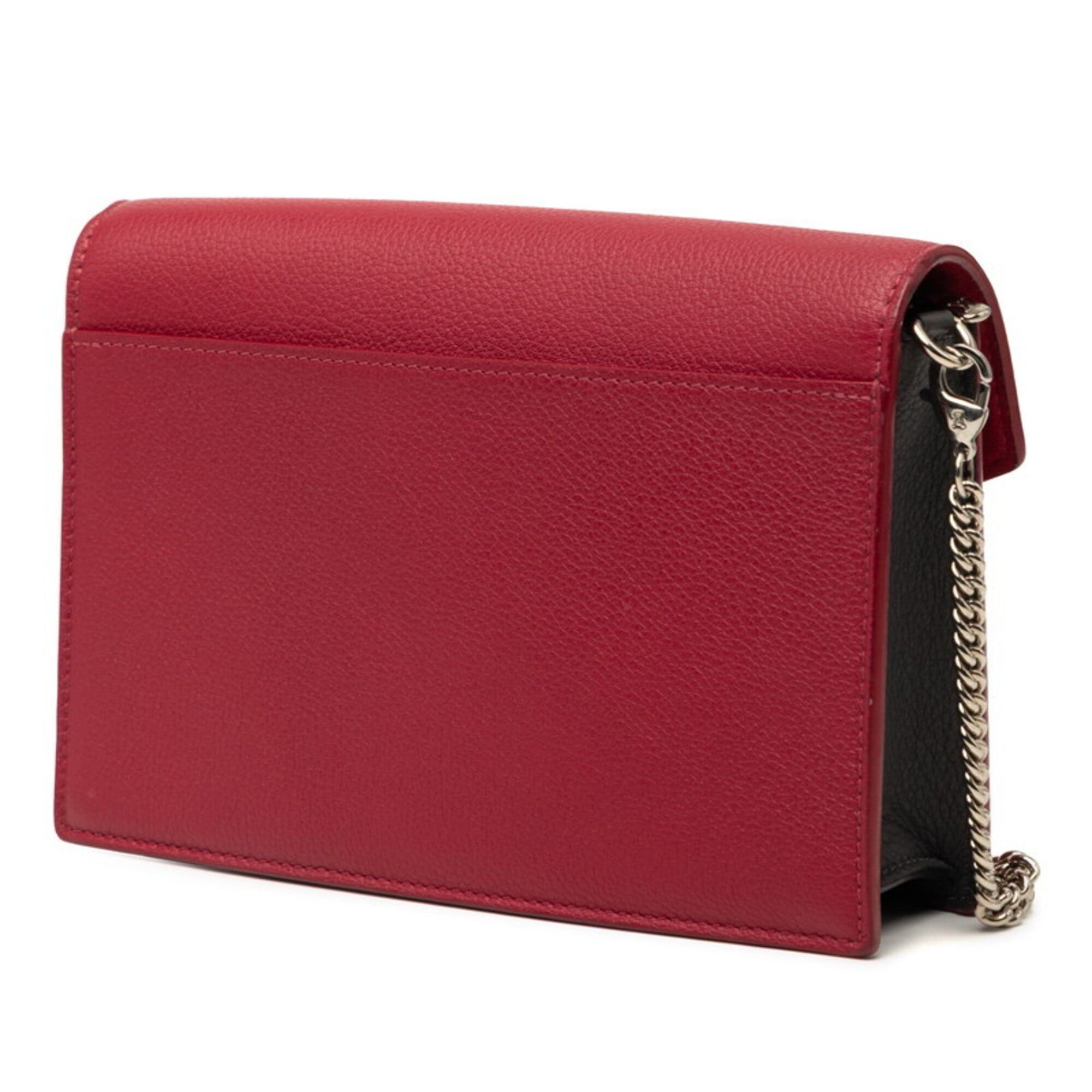 Louis Vuitton Louis Vuitton Pochette Lockme Chain Crossbody Shoulder Bag M63470 Wine Red Beige Leather Women's LOUIS VUITTON Size ONE SIZE - 2 Thumbnail