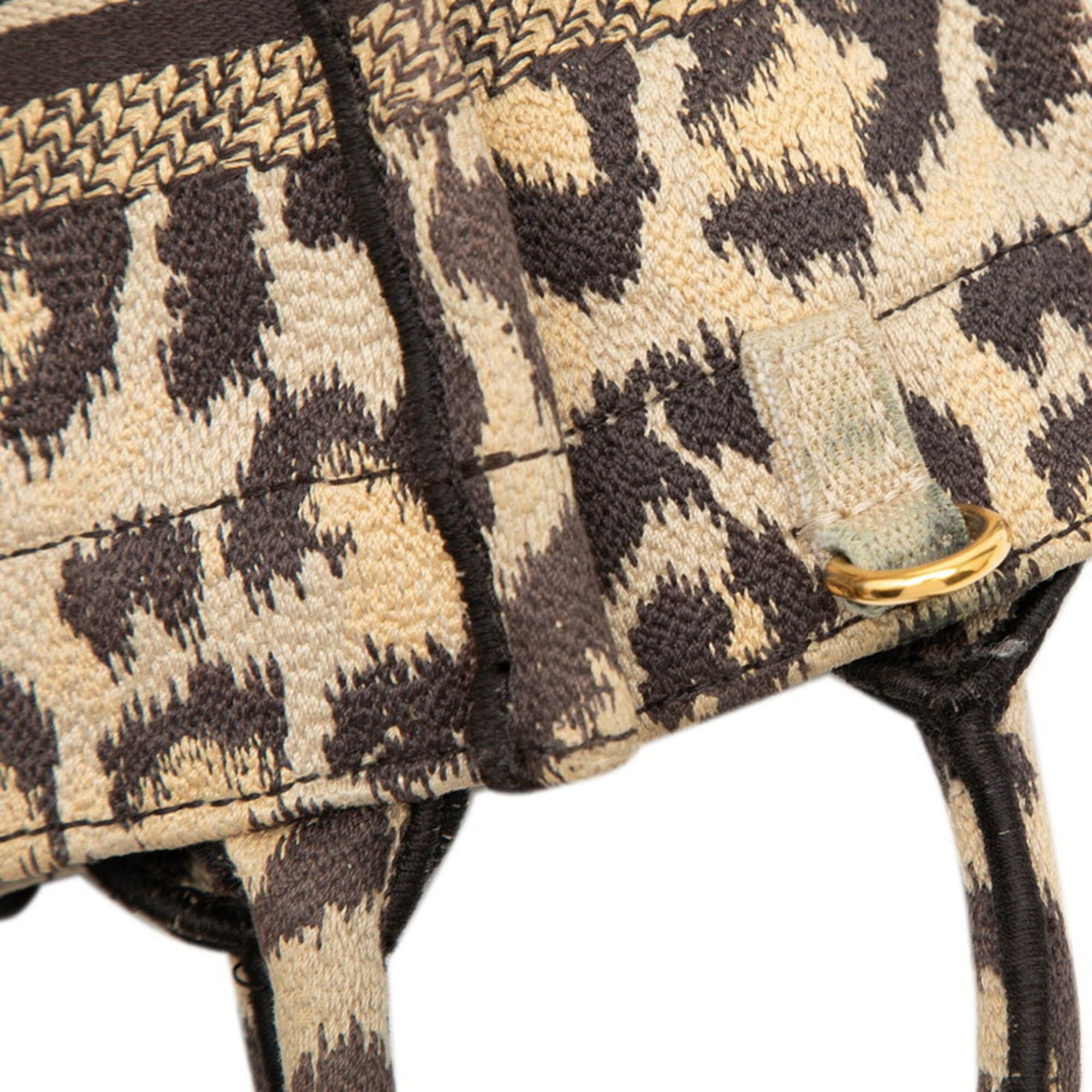 Dior Christian Dior Dior Leopard Book Tote Vertical Bag Mini Handbag Shoulder 2-Way Beige Brown Canvas Women's Size ONE SIZE - 6 Thumbnail