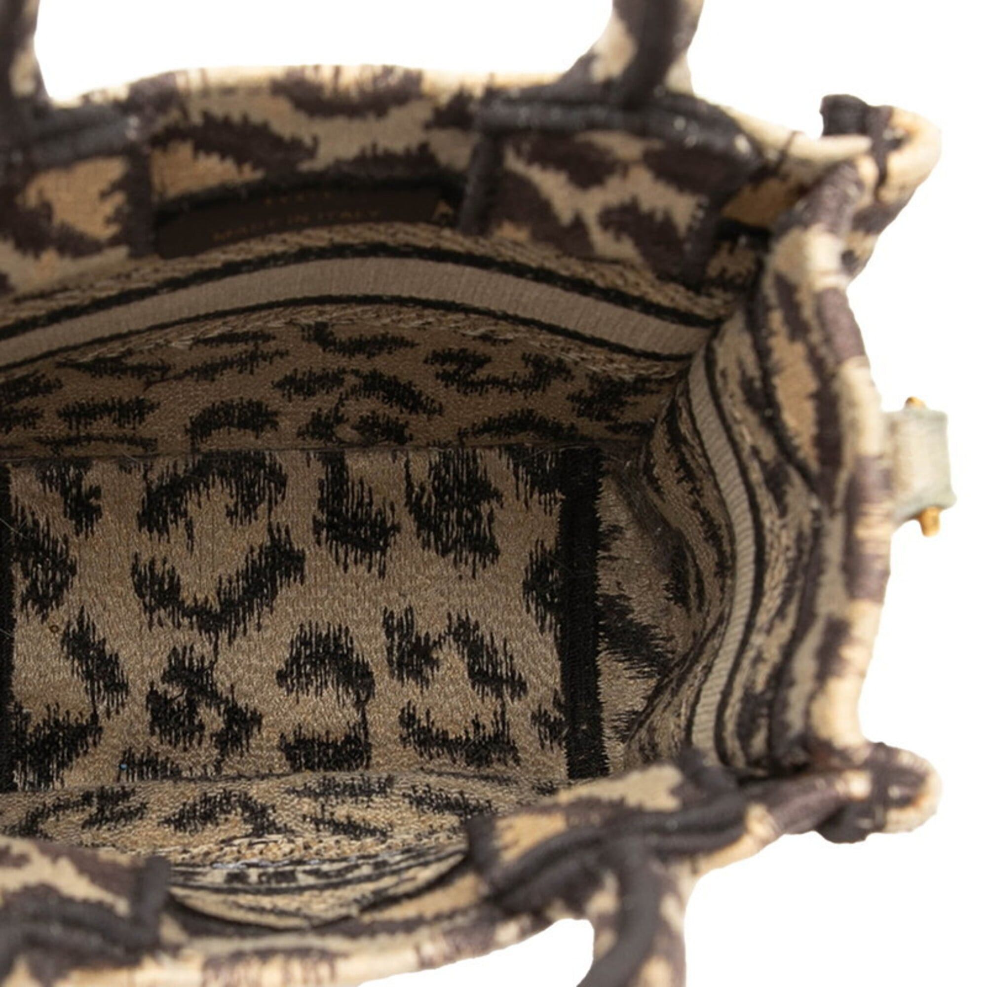 Dior Christian Dior Dior Leopard Book Tote Vertical Bag Mini Handbag Shoulder 2-Way Beige Brown Canvas Women's Size ONE SIZE - 7 Thumbnail