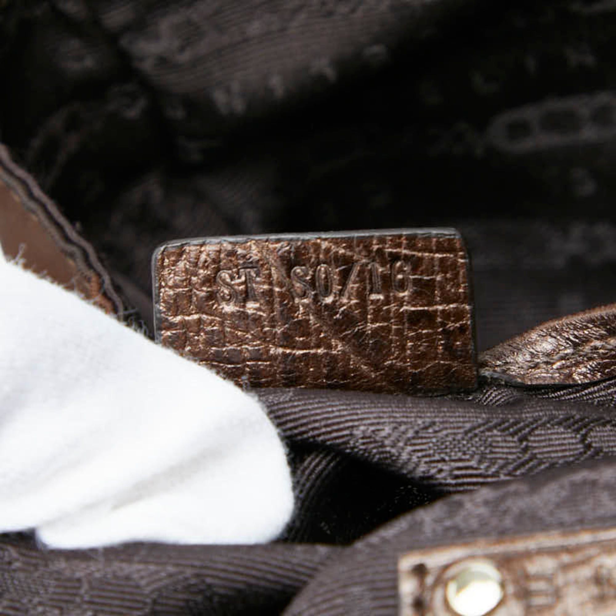 Celine Celine Anagram Handbag, Brown Nylon Leather, Women's CELINE Size ONE SIZE - 10 Thumbnail