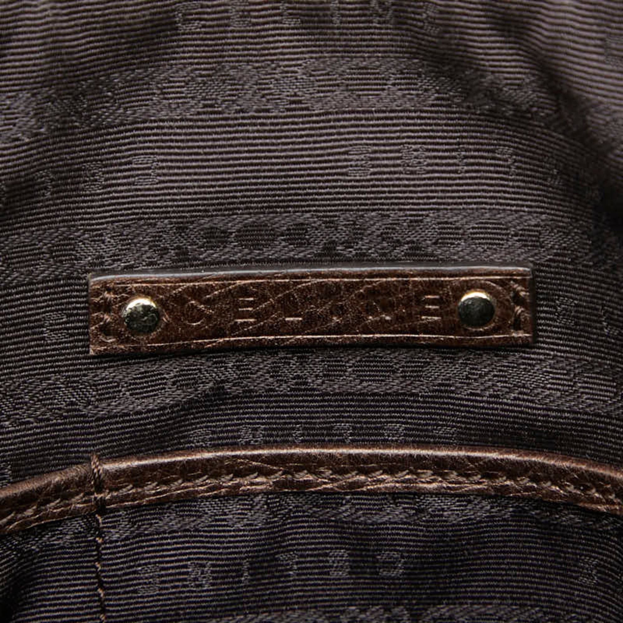 Celine Celine Anagram Handbag, Brown Nylon Leather, Women's CELINE Size ONE SIZE - 11 Thumbnail