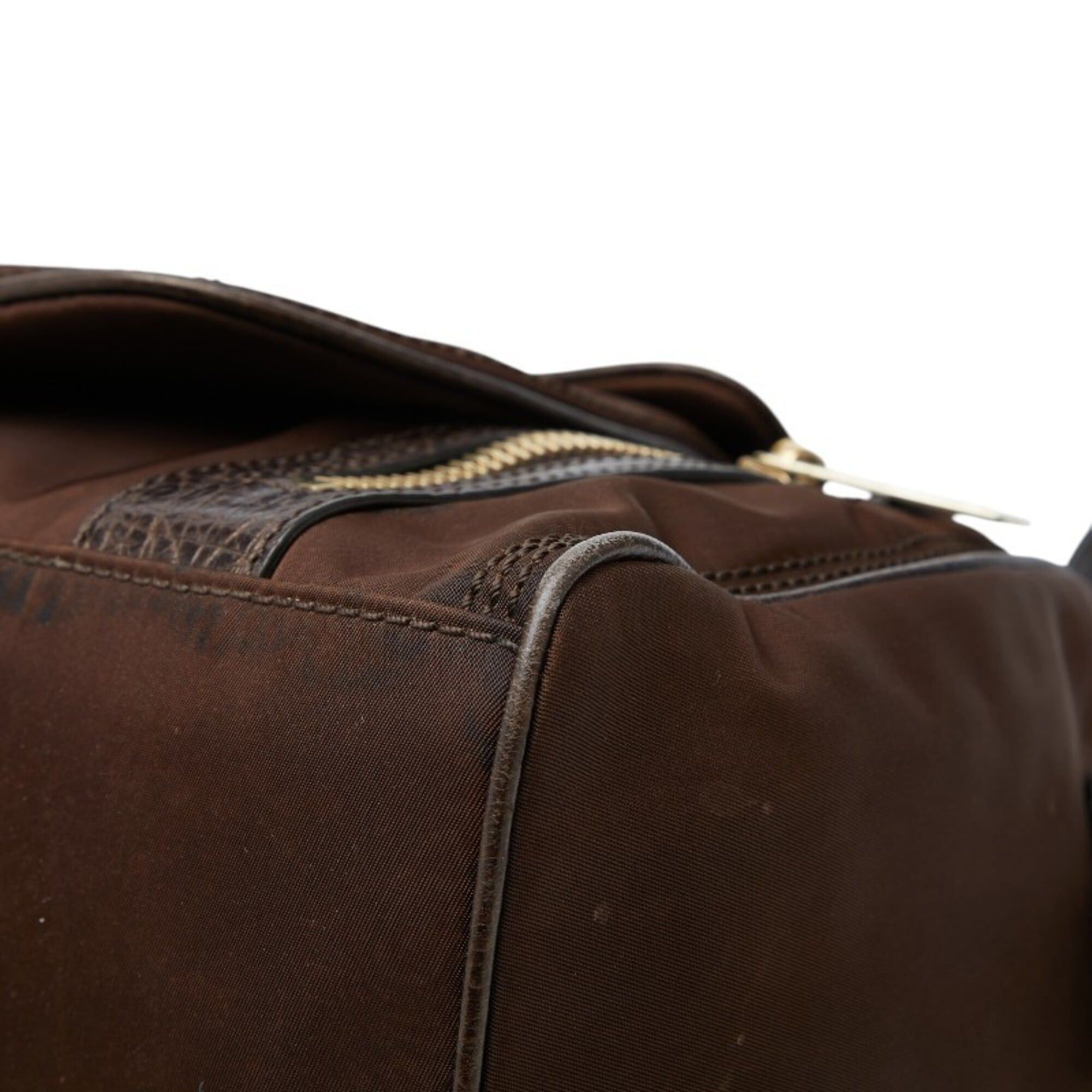 Celine Celine Anagram Handbag, Brown Nylon Leather, Women's CELINE Size ONE SIZE - 4 Thumbnail