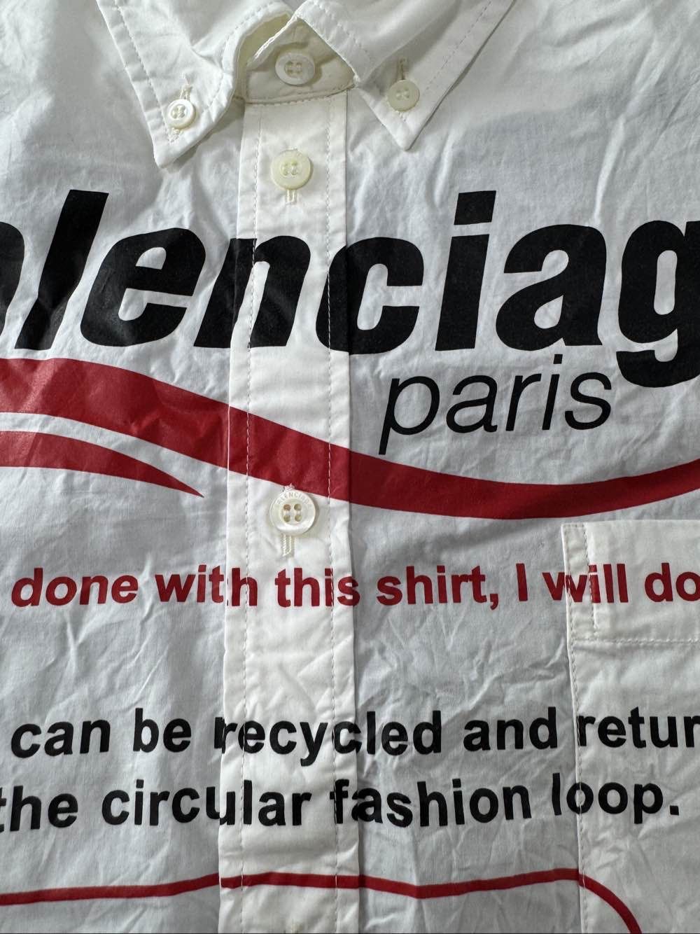Balenciaga Balenciaga Donate Logo Graphic Button Up Shirt Size XS Size US XS / EU 42 / 0 - 6 Thumbnail