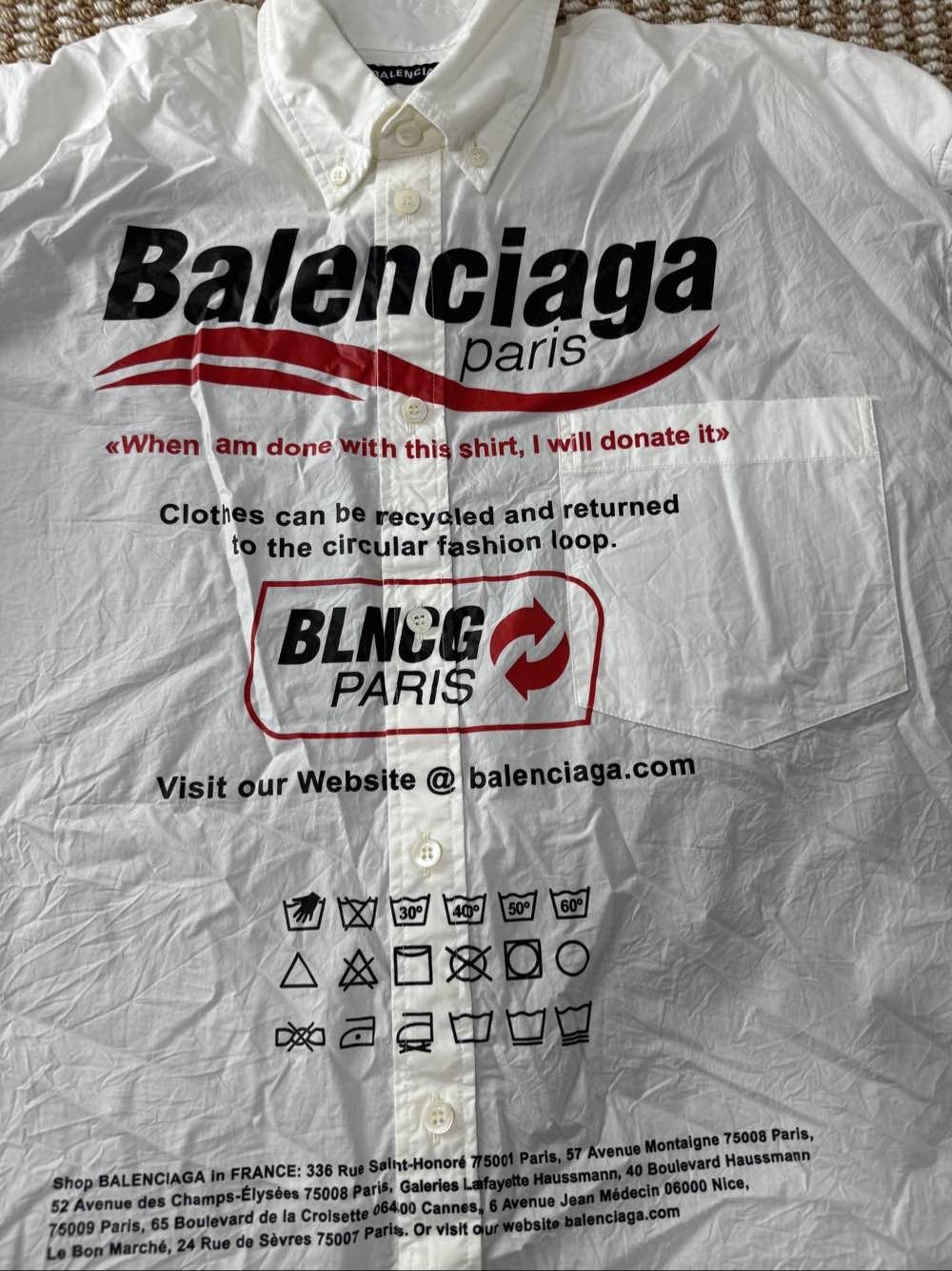 Balenciaga Balenciaga Donate Logo Graphic Button Up Shirt Size XS Size US XS / EU 42 / 0 - 10 Thumbnail