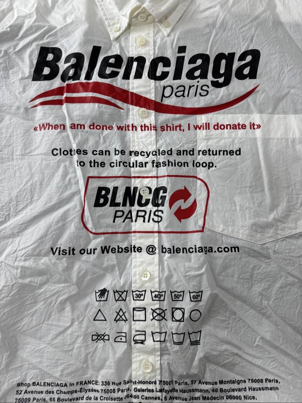 Balenciaga Balenciaga Donate Logo Graphic Button Up Shirt Size XS Size US XS / EU 42 / 0 - 7 Thumbnail